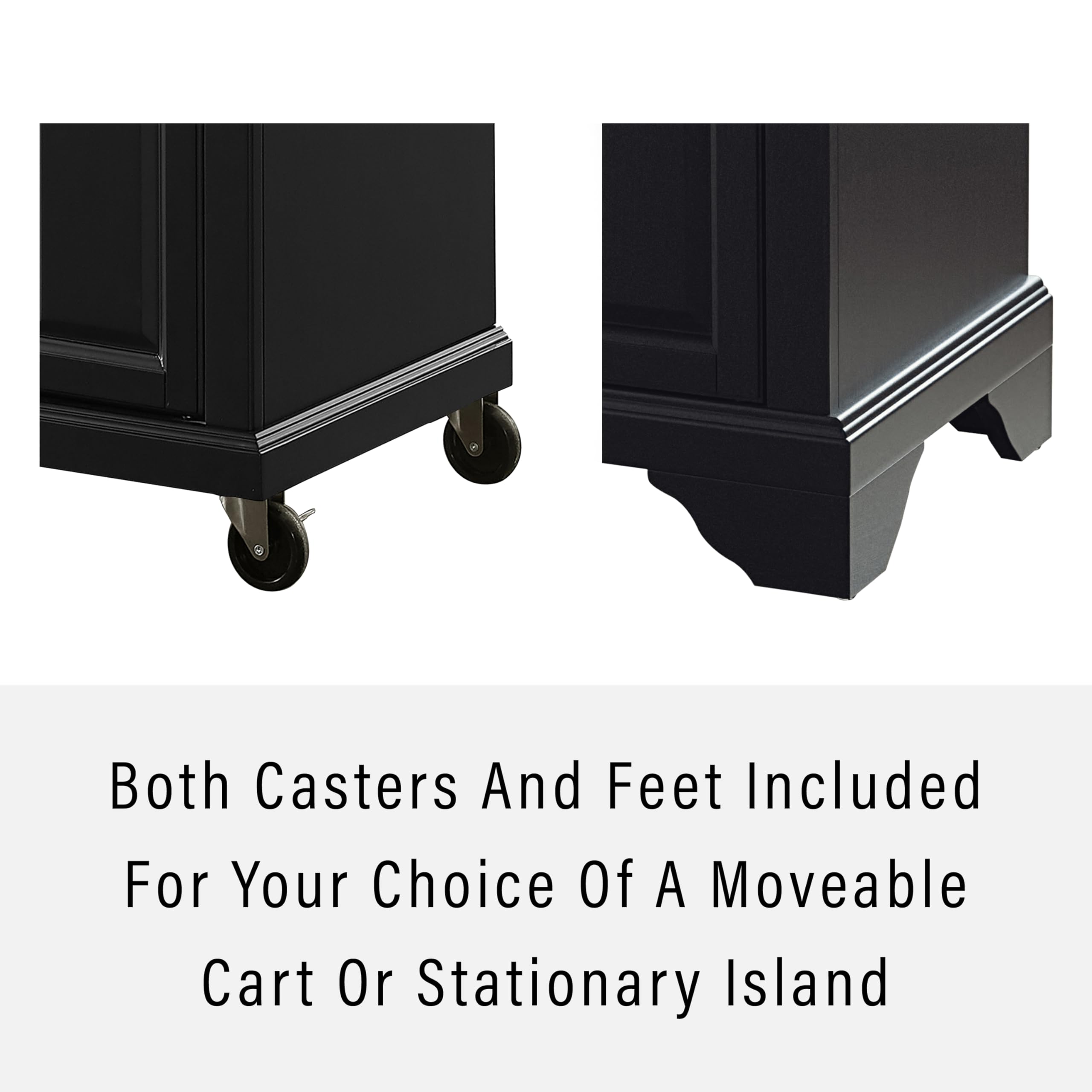 Crosley Lafayette Stainless Steel Kitchen Island Cart with Wheels - Small Rolling Microwave Stand, Storage Cabinet for Small Spaces - Perfect for Apartments, Dorms & Compact Kitchens (Black)