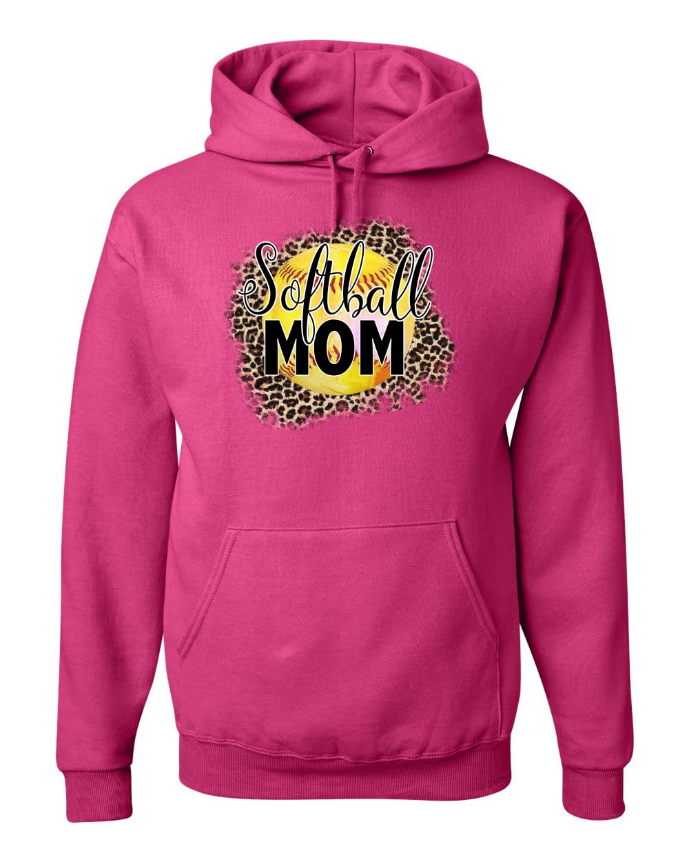 Wild Bobby Softball Mom Animal Print Graphic Hoodie - Unisex Sports Sweatshirt for Women & Girls - Perfect for Baseball Games, Team Spirit & Casual Wear