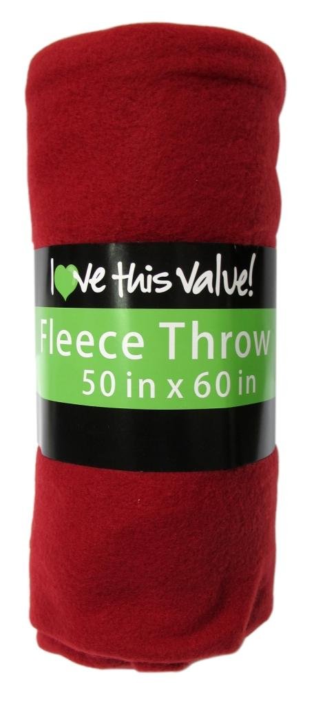 Prime Pacific Trading MW1052 50x60 Inch Soft Fleece Blanket - Red, Cozy & Warm Throw for Couch, Bed, Sofa - Perfect for Home, Office & Travel