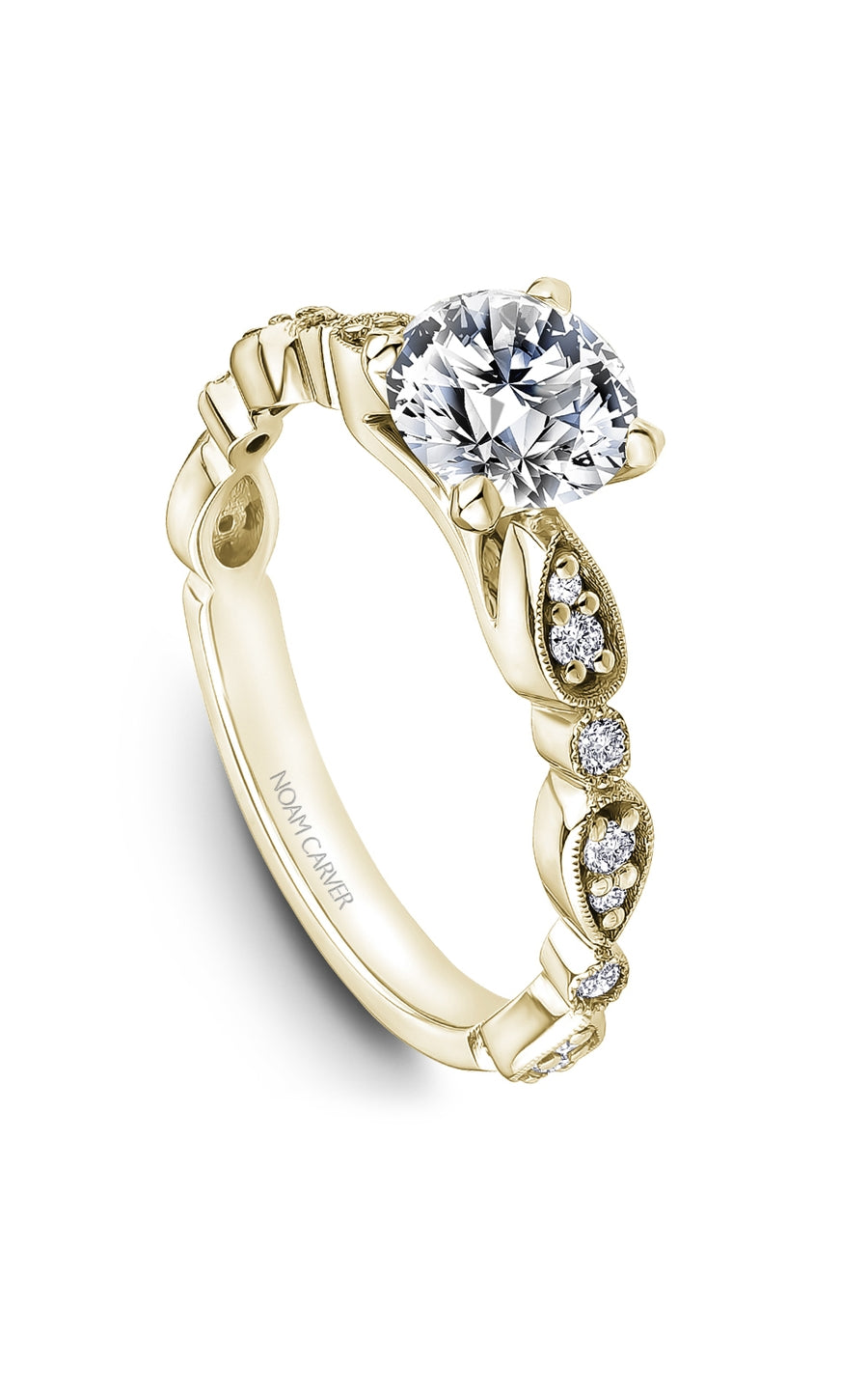 Noam Carver B515 01YA Bridal Engagement Ring - 14K White Gold Diamond Wedding Band for Women - Perfect for Proposals, Anniversaries & Romantic Occasions
