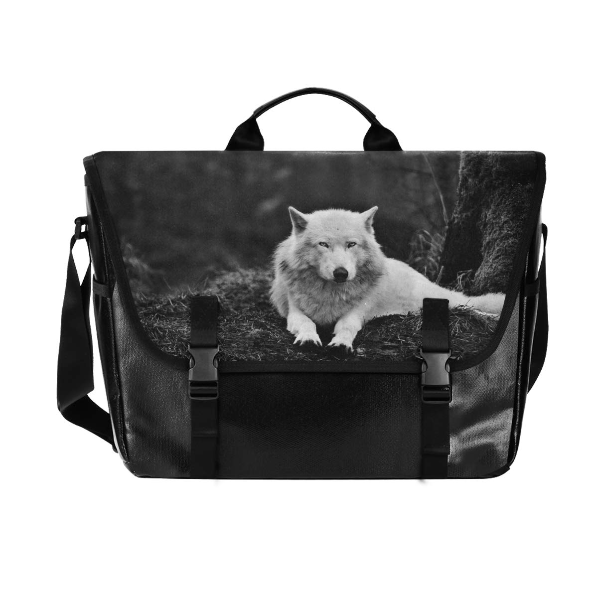 ALAZA 15.6 Inch Waterproof Laptop Messenger Bag - Misty Forest Lone Wolf Design, Durable Crossbody Satchel for Work, Travel & Camping | Perfect for Business Commute, Outdoor Adventures & Daily Use