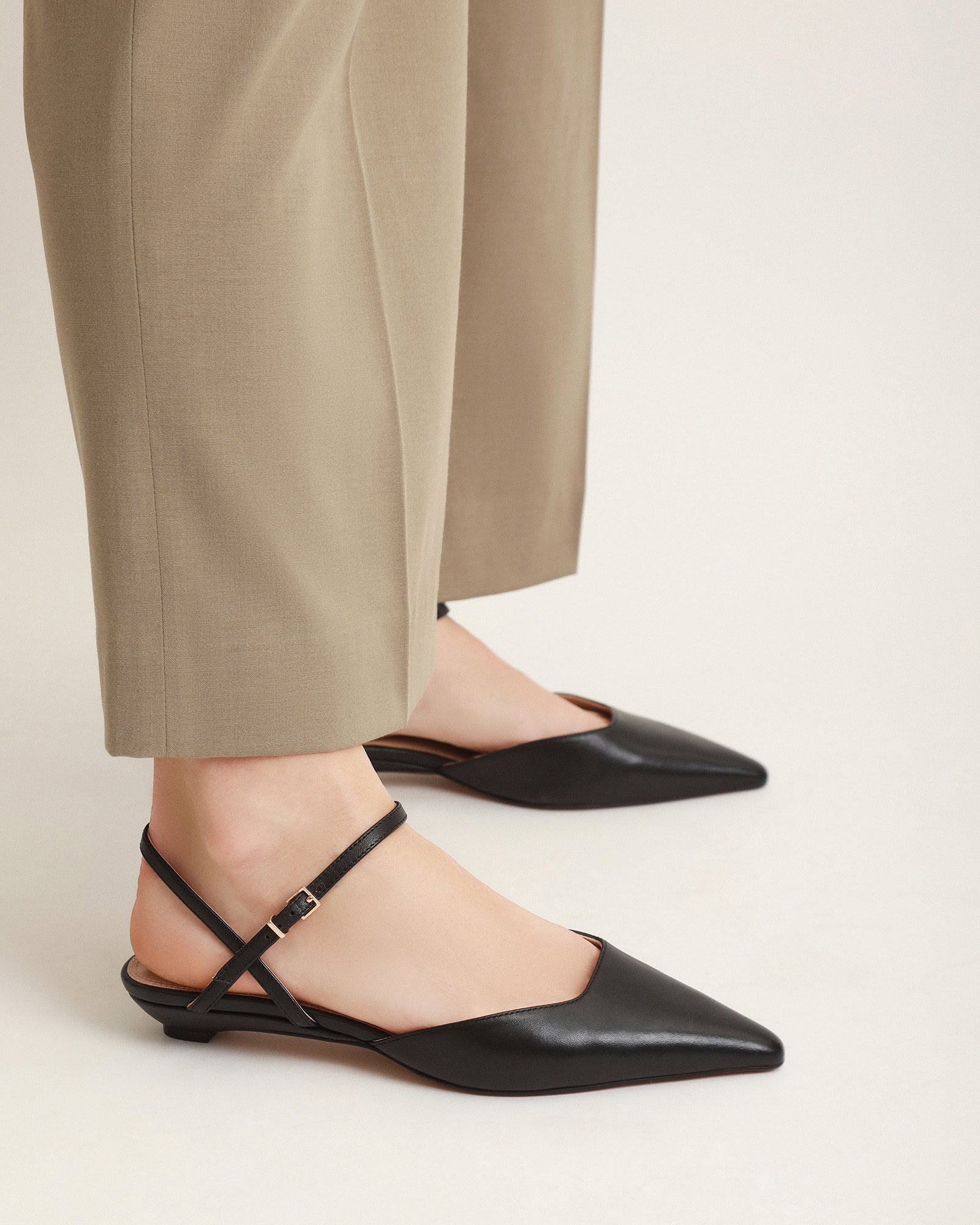 VIRGINIE Black Leather Dress Flats - Comfortable & Stylish Women's Shoes for Work, Office & Casual Wear