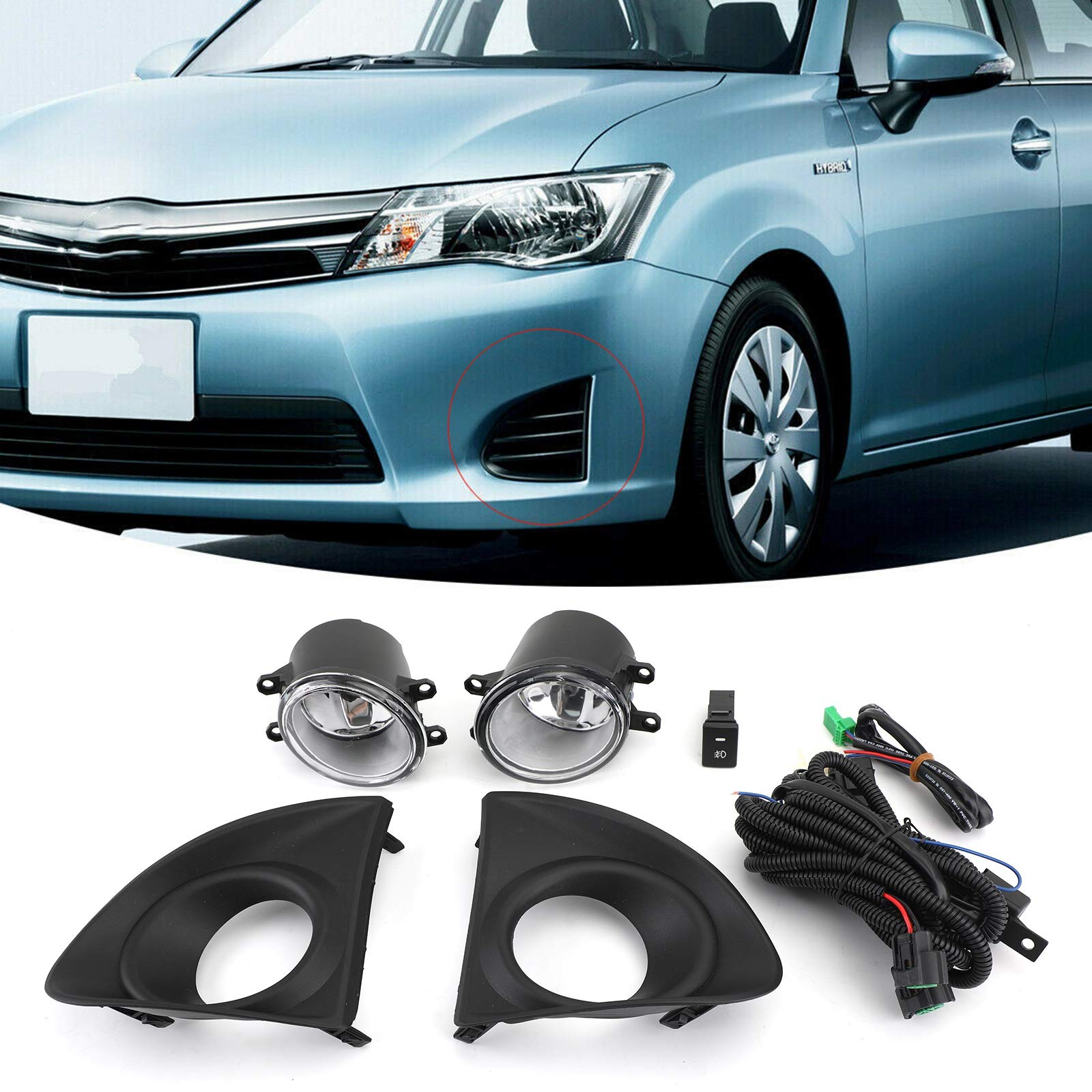 Bruce & Shark Pair Wires Switch Bumper Driving Lamp Fog Light Kit for Toyota AXIO 2013 - Durable LED Off-Road Lights for Night Driving & Foggy Conditions
