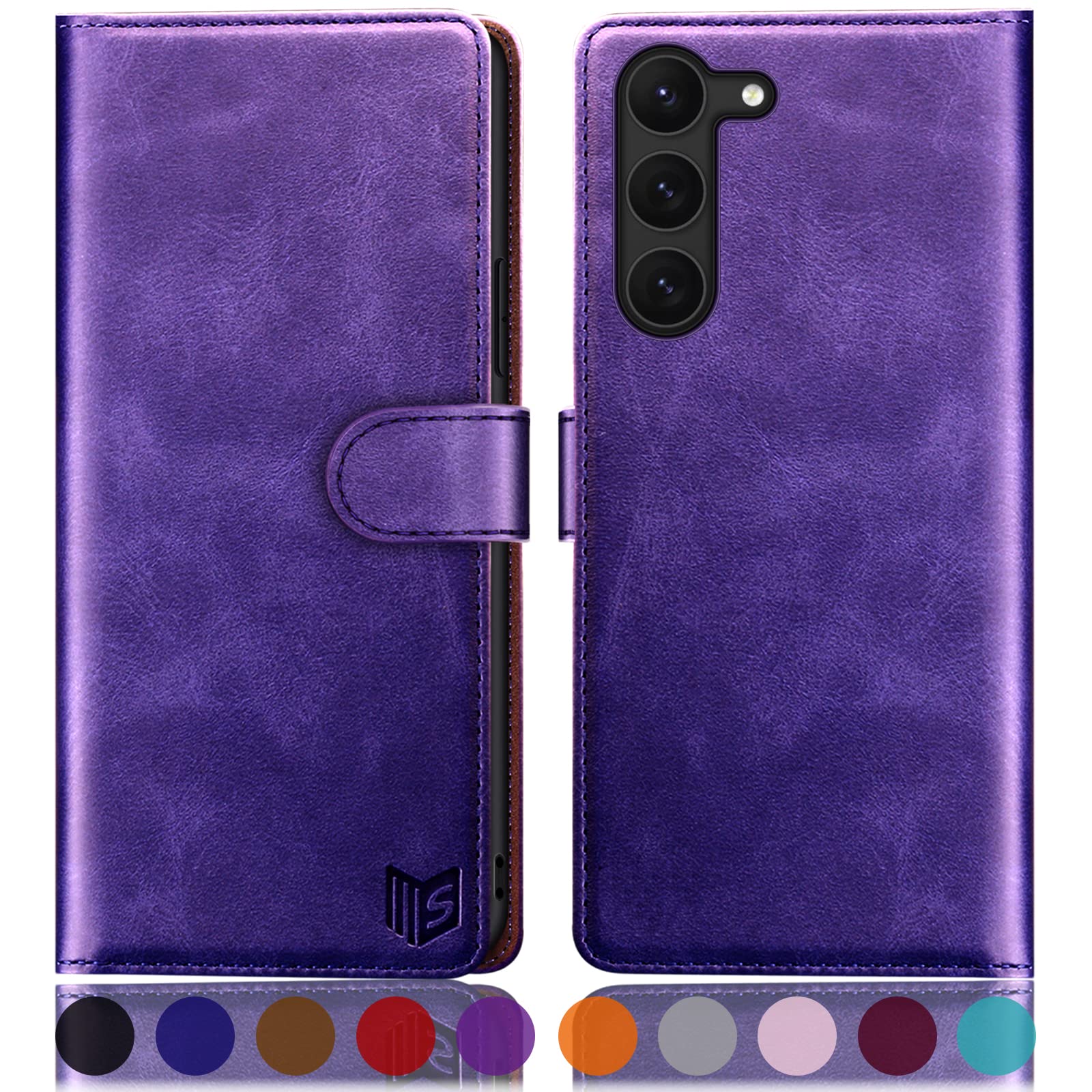 SUANPOT Samsung Galaxy S23 Plus Wallet Case with RFID Blocking & Credit Card Holder - Flip Book PU Leather Protective Cover for Men & Women (Purple) - Perfect for Travel, Work & Everyday Use