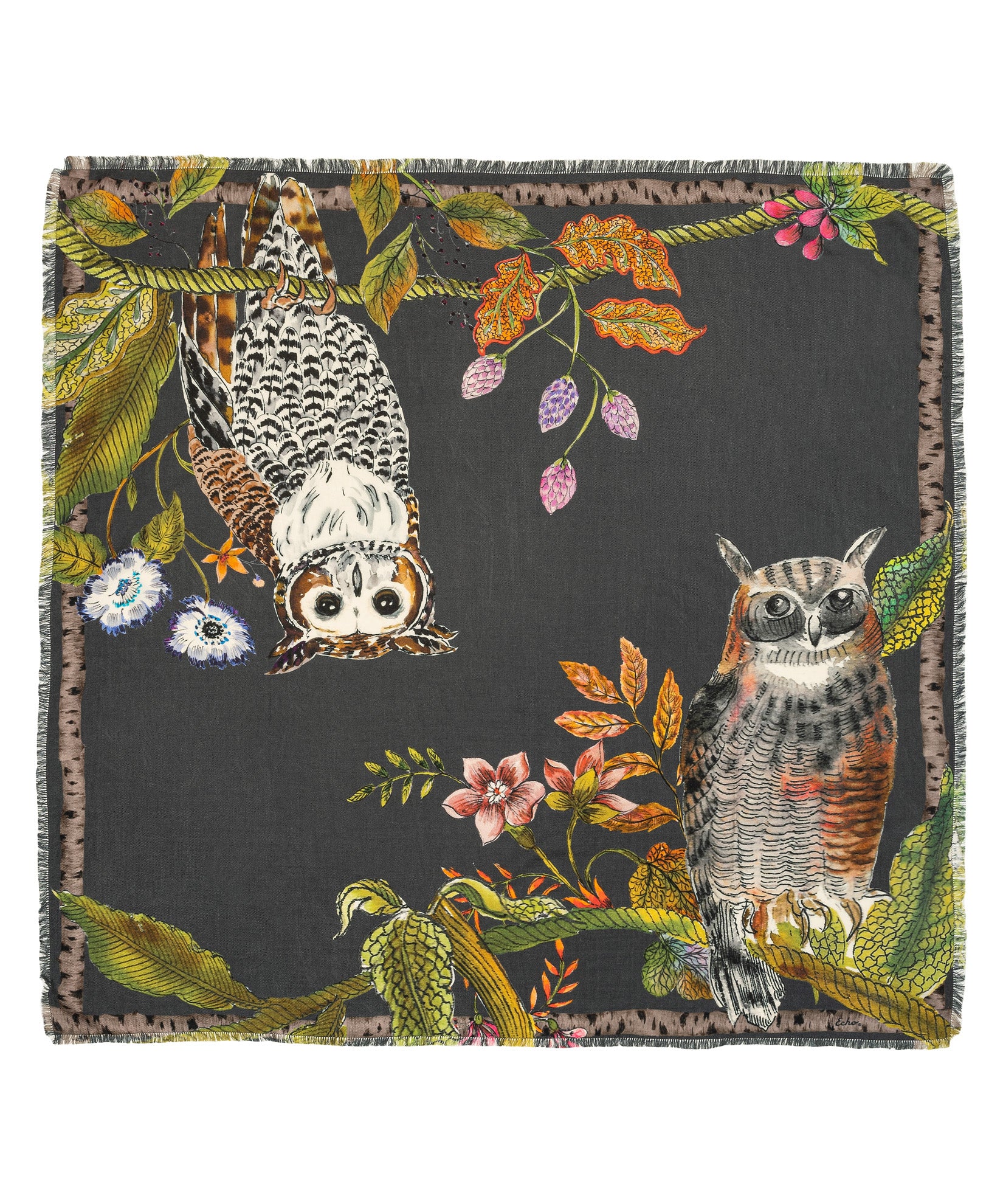 Hoot Hoot Square Scarf - Stylish Owl Print Fashion Scarf for Women - Perfect for Casual Outfits, Office Wear & Gift Giving