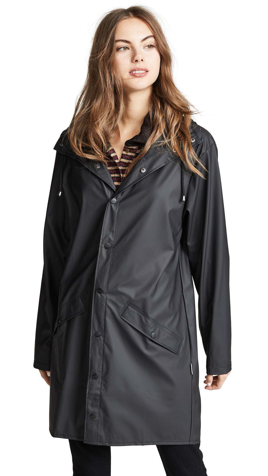 RAINS Men's Waterproof Long Jacket - Lightweight Windproof Raincoat for Outdoor Activities, Commuting & Travel
