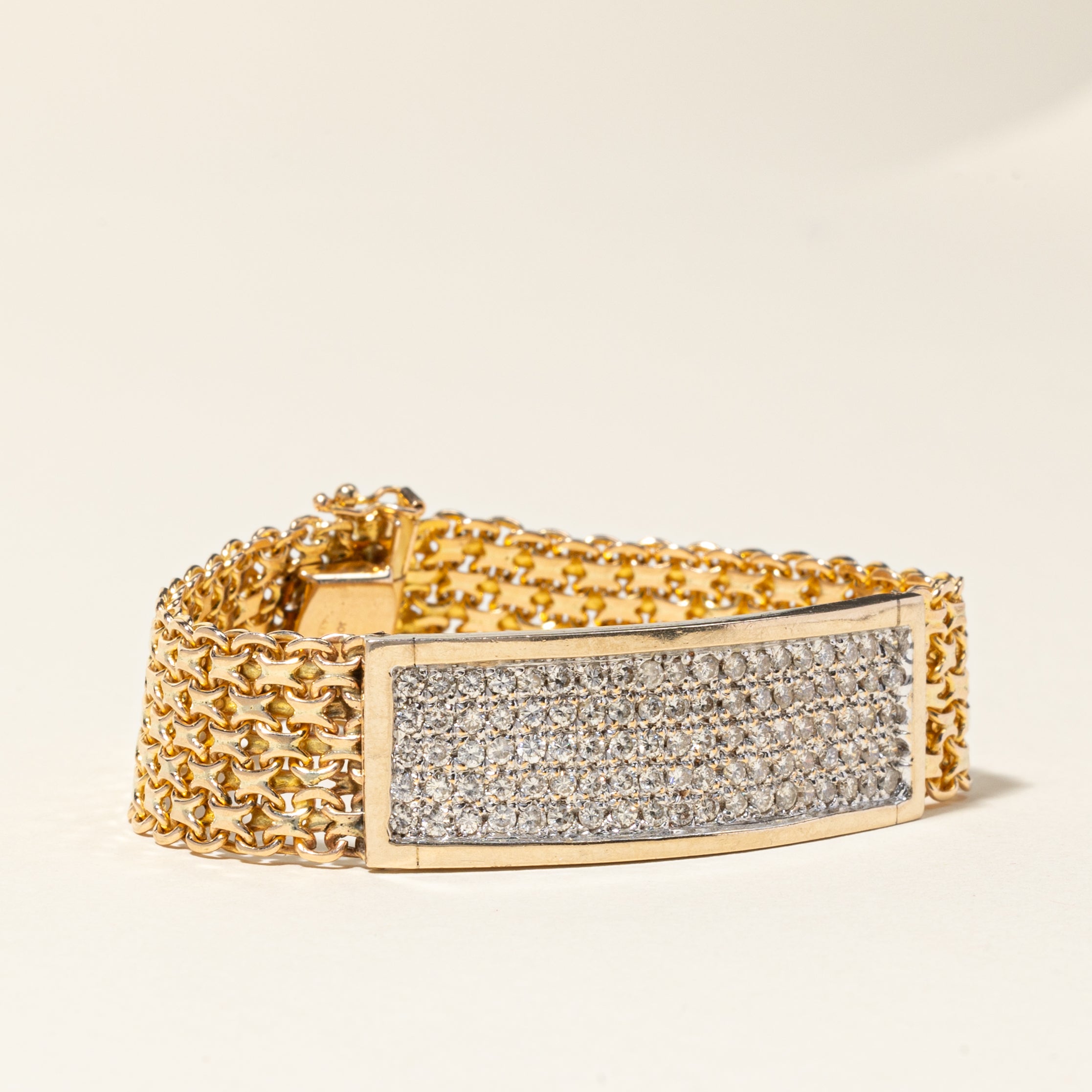 10K Yellow Gold Diamond Watch Strap Bracelet for Women | 2.47ctw Italian Craftsmanship | Size 6.5 | Elegant Gift for Anniversary, Birthday & Special Occasions