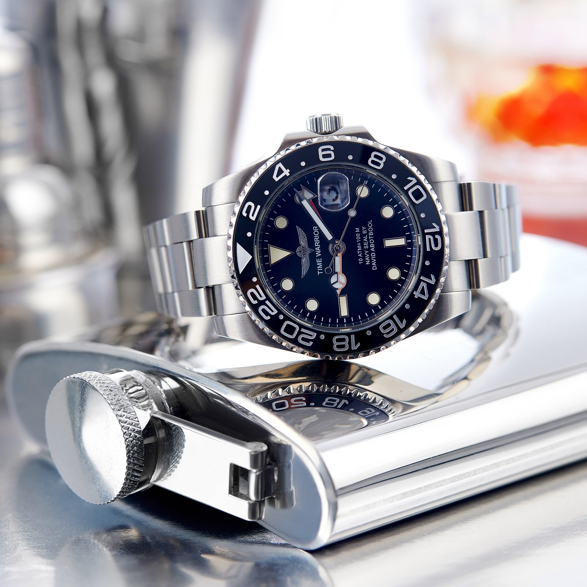 GMT Master Automatic Men's Watch - Stainless Steel Water Resistant Chronograph with Ceramic Rotating Bezel, Luminous Hands & Sapphire Crystal Glass | Perfect for Travel, Business & Luxury Gifts