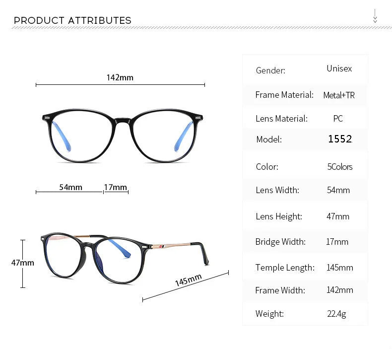 Brightzone Women's Full Rim Oval Round TR90 Alloy Eyeglasses 74754 - Lightweight & Durable Glasses for Work, Reading & Everyday Use