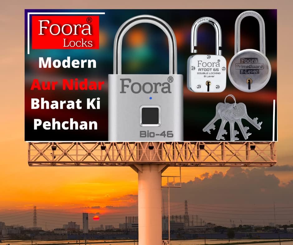 Foora 50mm Round Long Neck Shackle Padlock with 5 Keys - Double Locking 7 Lever Security Lock for Home, Gate, Shutter, Shed, Toolbox & Storage - Durable Outdoor & Indoor Use for Enhanced Protection