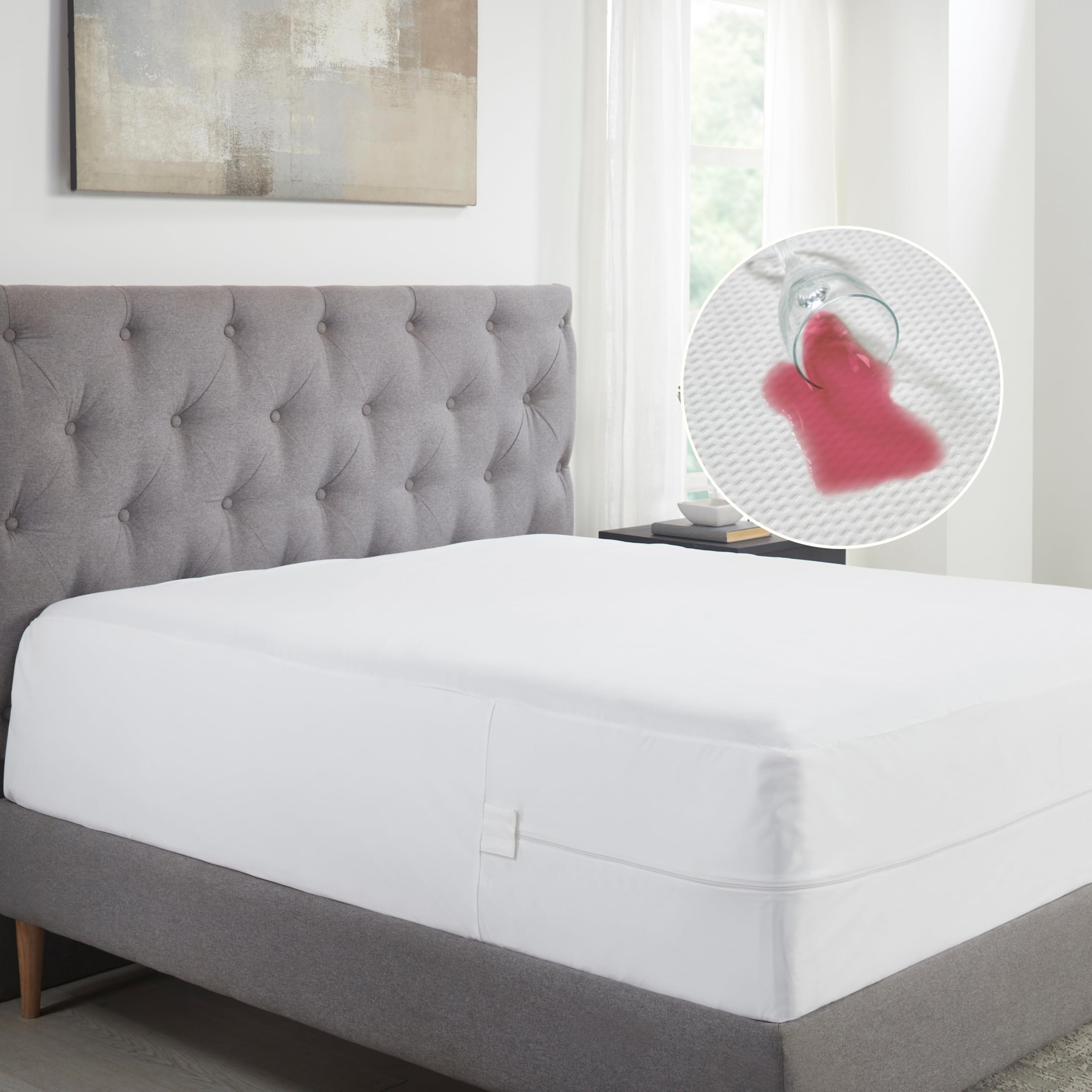California Design Den 100% Waterproof Twin Mattress Encasement - 6-Sided Zippered Protection, Breathable & Durable Box Spring Cover - Premium Quality Bed Bug Proof Mattress Protector (White) - Perfect for Allergy Sufferers, Dorms & Guest Rooms
