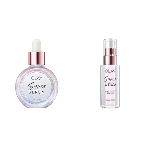 Olay Super Serum 1.0 oz + Olay Super Serum Eye Cream 0.45 oz - Anti-Aging Face & Eye Treatment Set for Wrinkles & Dark Circles - Perfect for Daily Skincare Routine & Nighttime Regimen