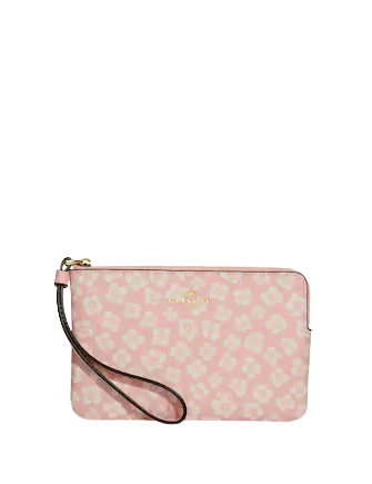 Coach Corner Zip Wristlet with Graphic Ditsy Floral Print - Stylish Small Crossbody Bag for Women, Perfect for Everyday Use, Travel & Night Out