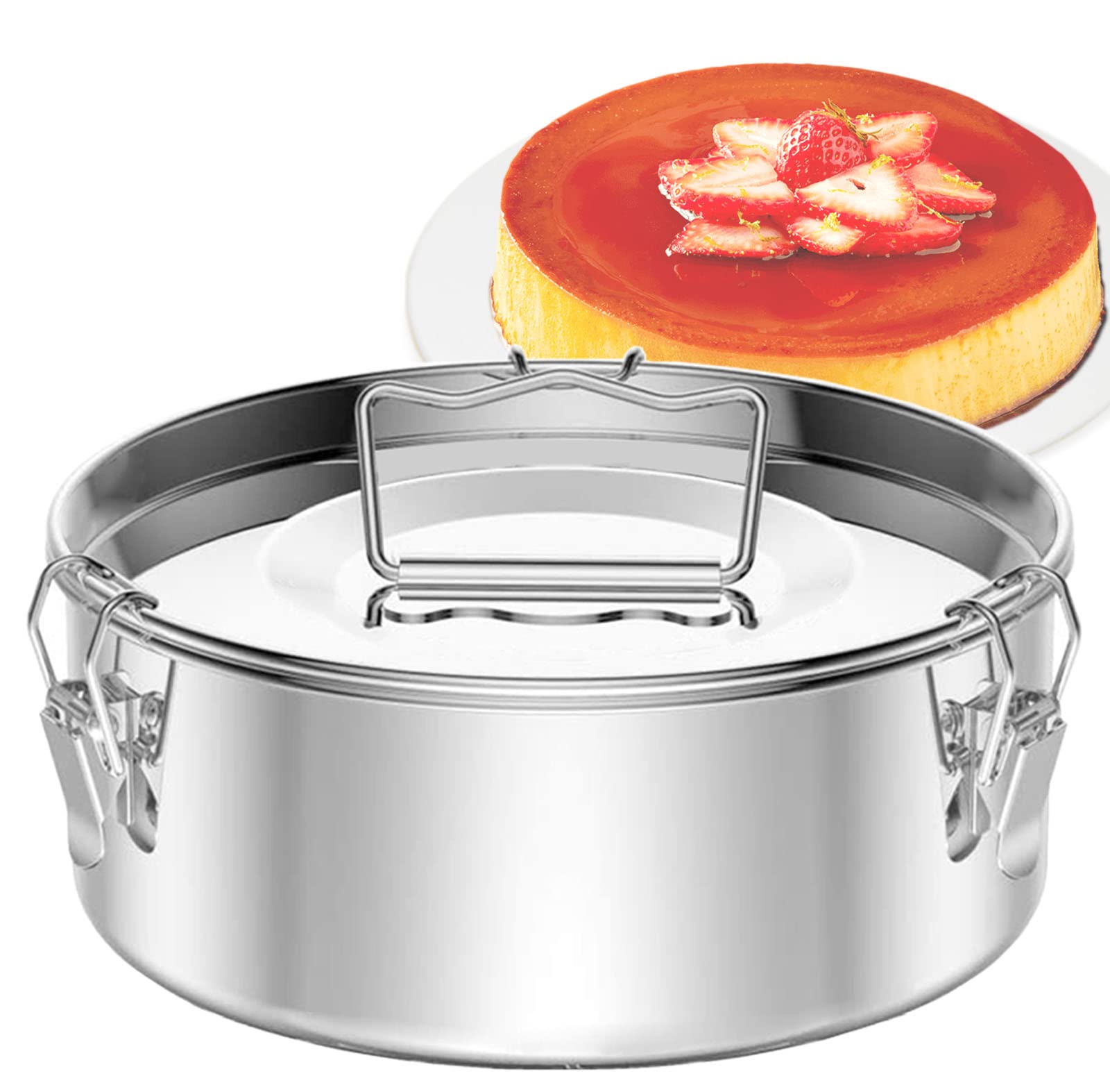 Stainless Steel Flan Pan with Lid - 6 Quart Flan Mold for Instant Pot, Perfect for Baking Custard, Cheesecake & Desserts at Home