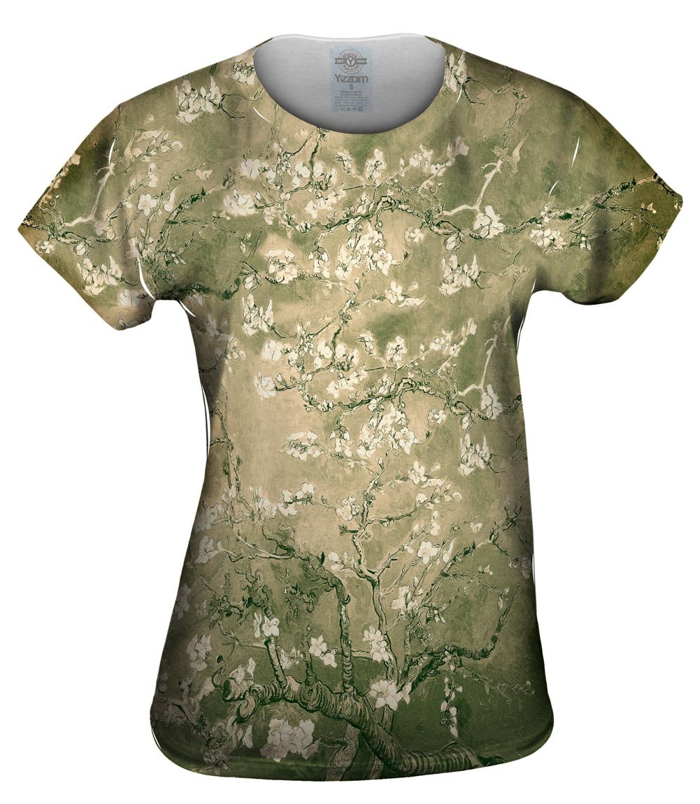 Yizzam Women's Van Gogh Blossoming Tan (1890) Pop Art T-Shirt - Vintage Floral Graphic Tee for Casual Wear, Art Lovers & Gift Ideas