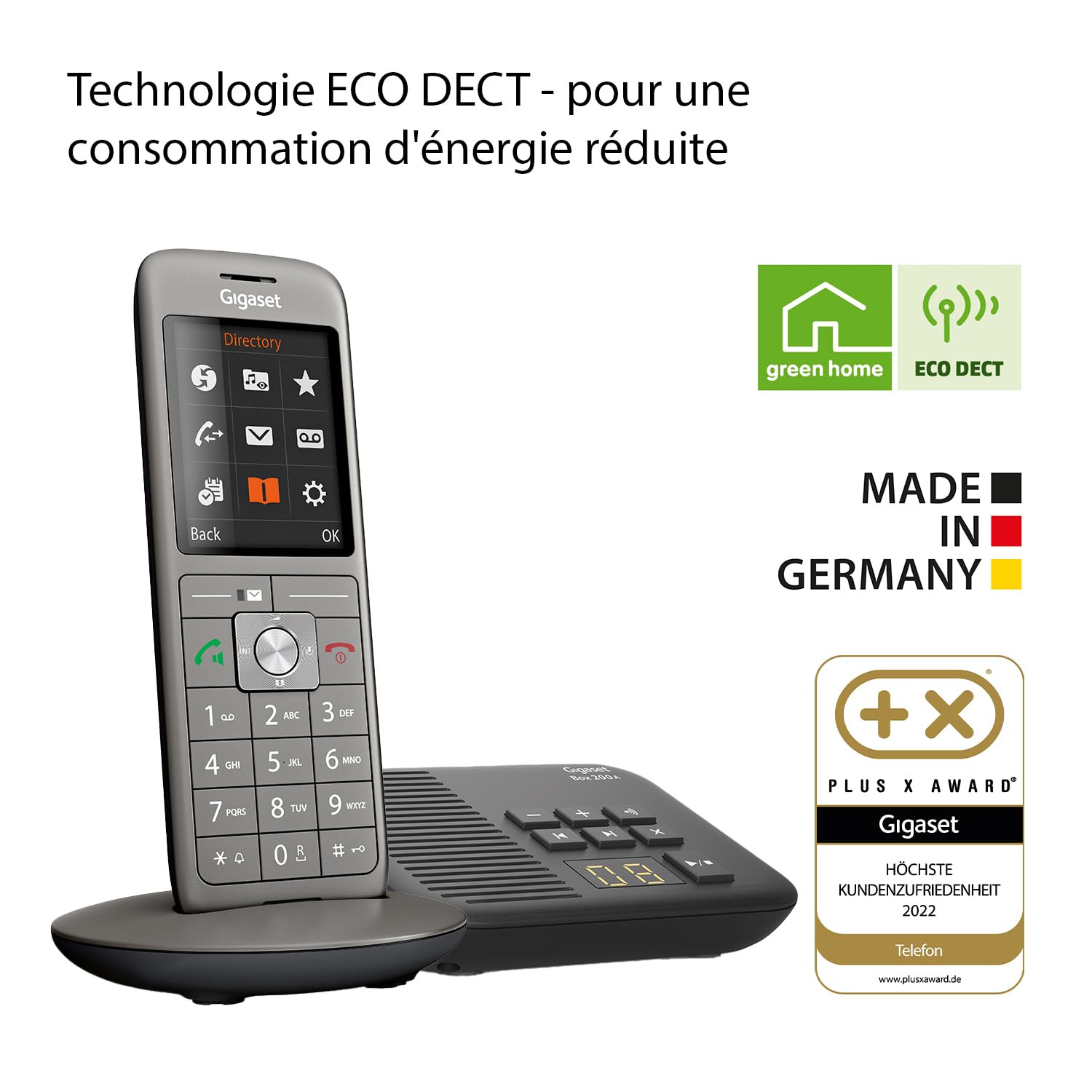 Gigaset CL660A Solo Cordless Phone with Answering Machine - Anthracite Gray - French Version - Perfect for Home & Office Communication