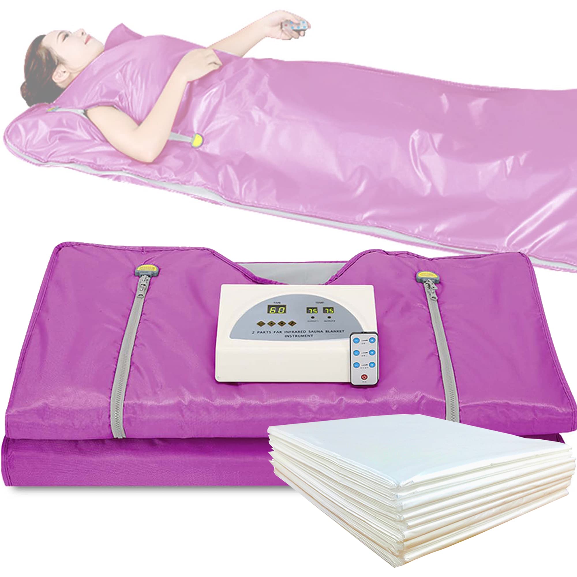 Upgraded Large Infrared Sauna Blanket with Zipper & Digital Control - Far-Infrared Heat Therapy for Home Relaxation, Detox & Pain Relief - Overheating Protection - Perfect for Post-Workout Recovery & Stress Relief