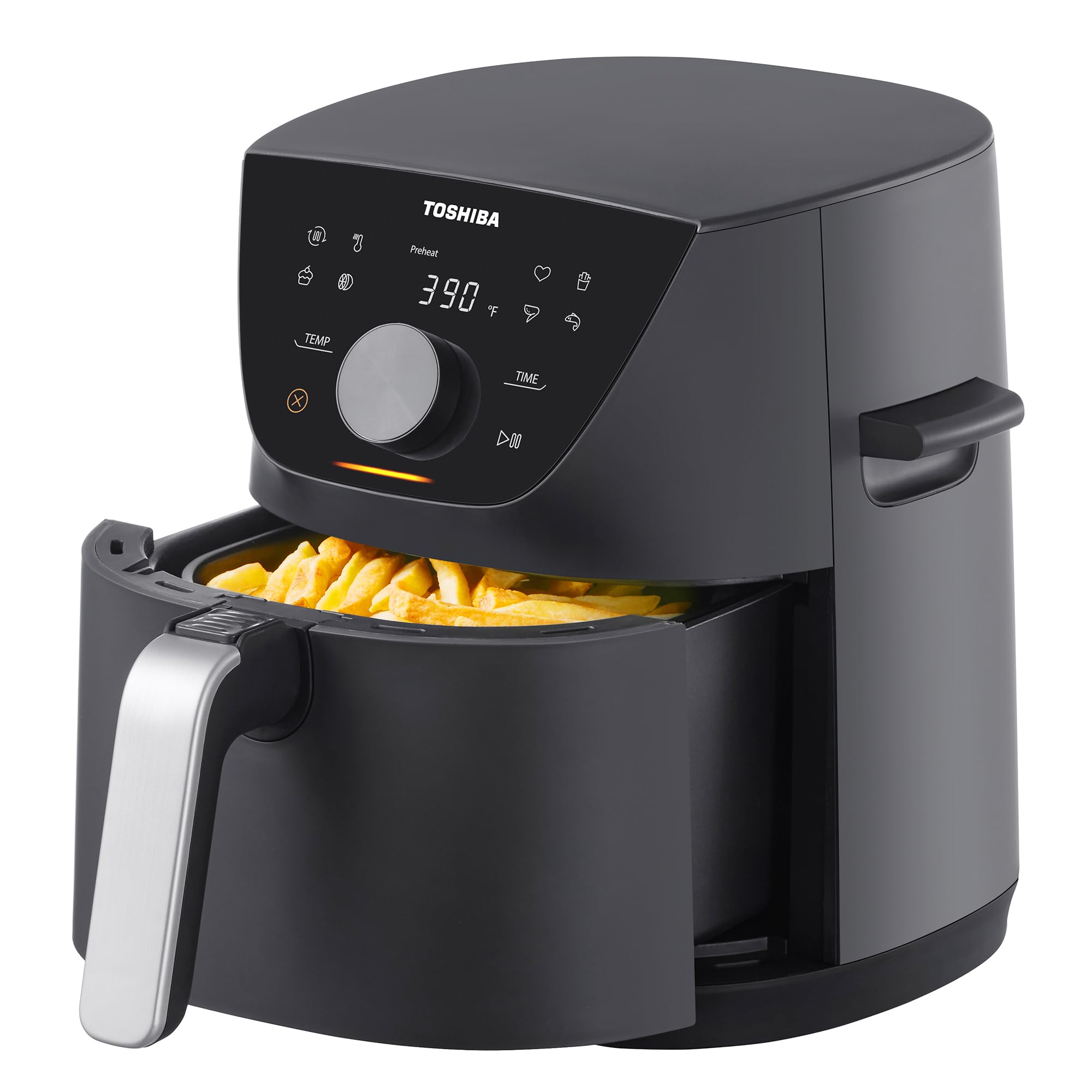 Toshiba 5.5QT Air Fryer with Heat-Q Technology - 8 Preset Menus, Menu-IQ Function & 1°F Precision for Healthier 90% Less Oil Cooking | Perfect for Quick Family Meals, Snacks & Healthy Lifestyle | Double-Sided Handles for Easy Handling