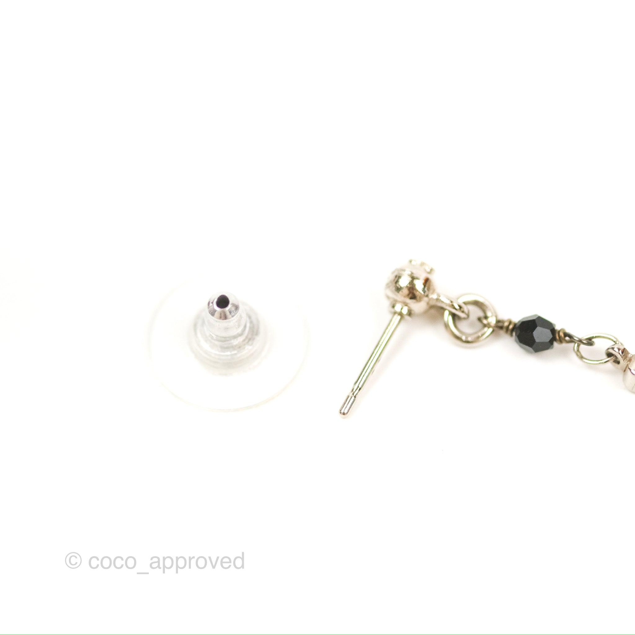 Chanel CC Pearl Resin Drop Earrings Silver Tone 19B - Elegant Pearl Dangle Earrings for Women, Luxury Fashion Jewelry Gift for Party, Wedding & Special Occasions