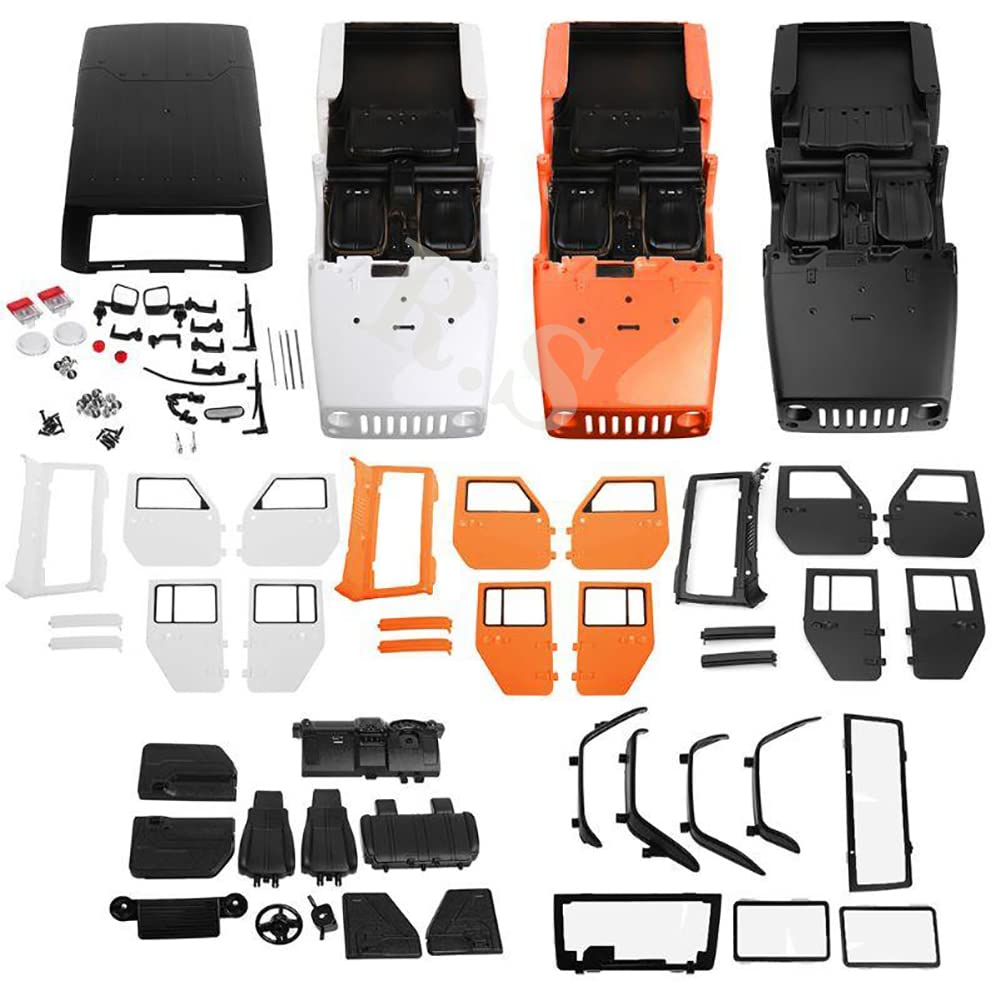 1/10 Scale RC Car Body Shell - 313mm Wheelbase Wrangler JK Rubicon 4 Door Hard Body Kit for Axial SCX10 90046 90047 & RGT EX86100 RC Crawler | Off-Road Adventure & Trail Crawling Accessory