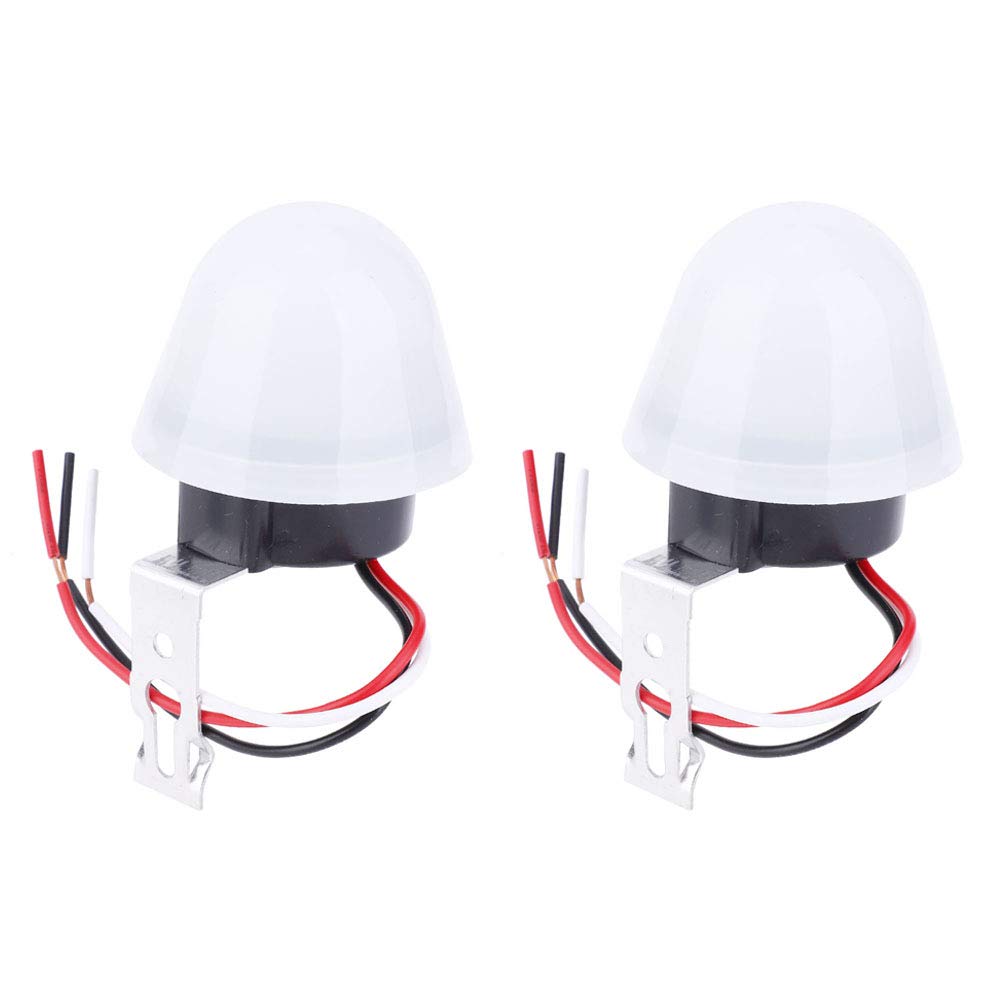 2PCS Automatic On/Off Adjustable Street Light Photocell Sensor Switch - 12V 10A 50Hz - Auto Daylight Sensor for Outdoor Lighting, Garden, Parking Lot & Pathway Security Lights