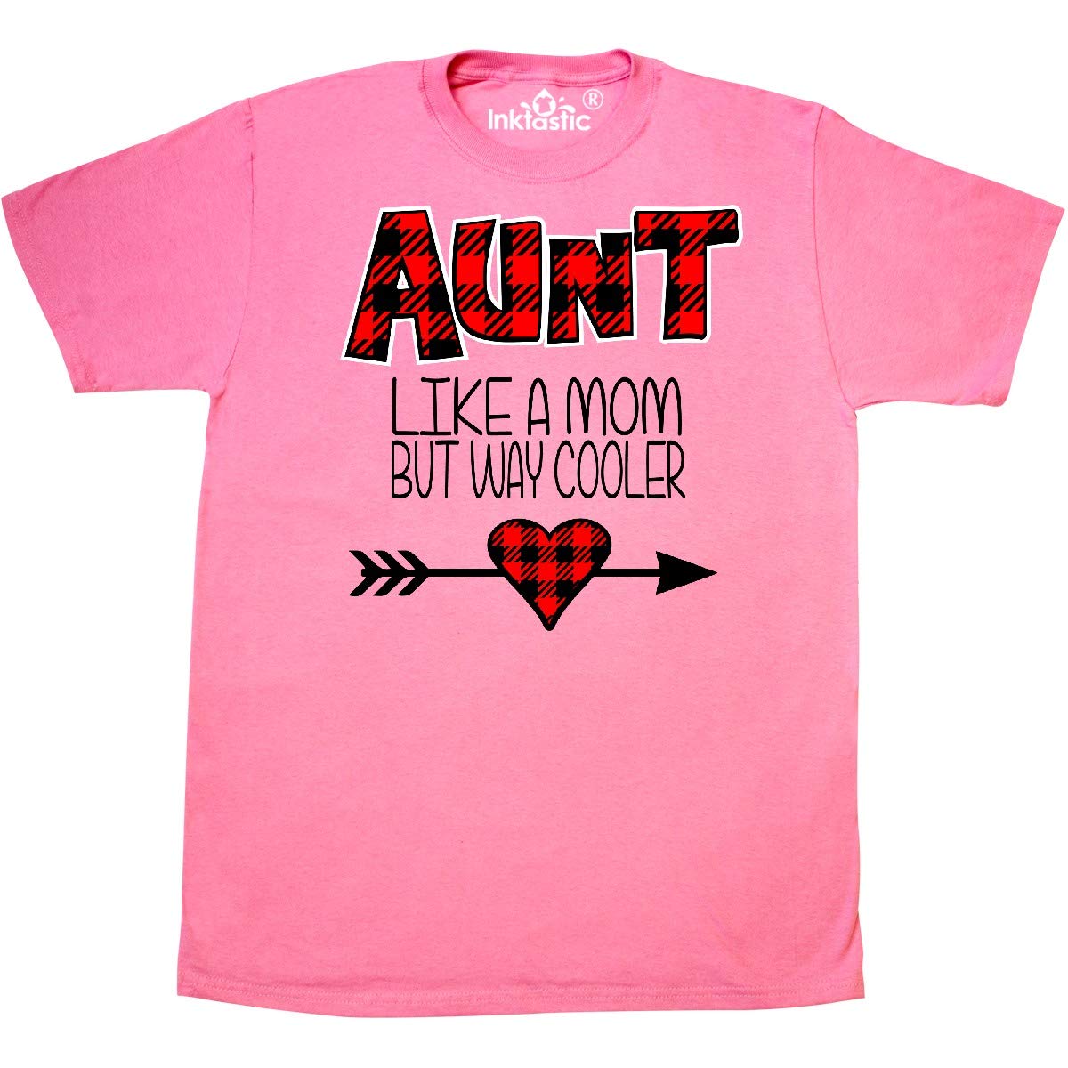 Inktastic Aunt Like a Mom But Way Cooler Red Plaid T-Shirt - Funny Gift for Cool Aunts, Birthday & Family Reunions