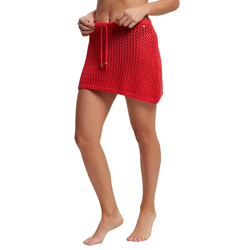 Rusty Amalfi Knit Skirt in Red - Women's Boho Chic Midi Skirt for Beach Vacation & Summer Outfits