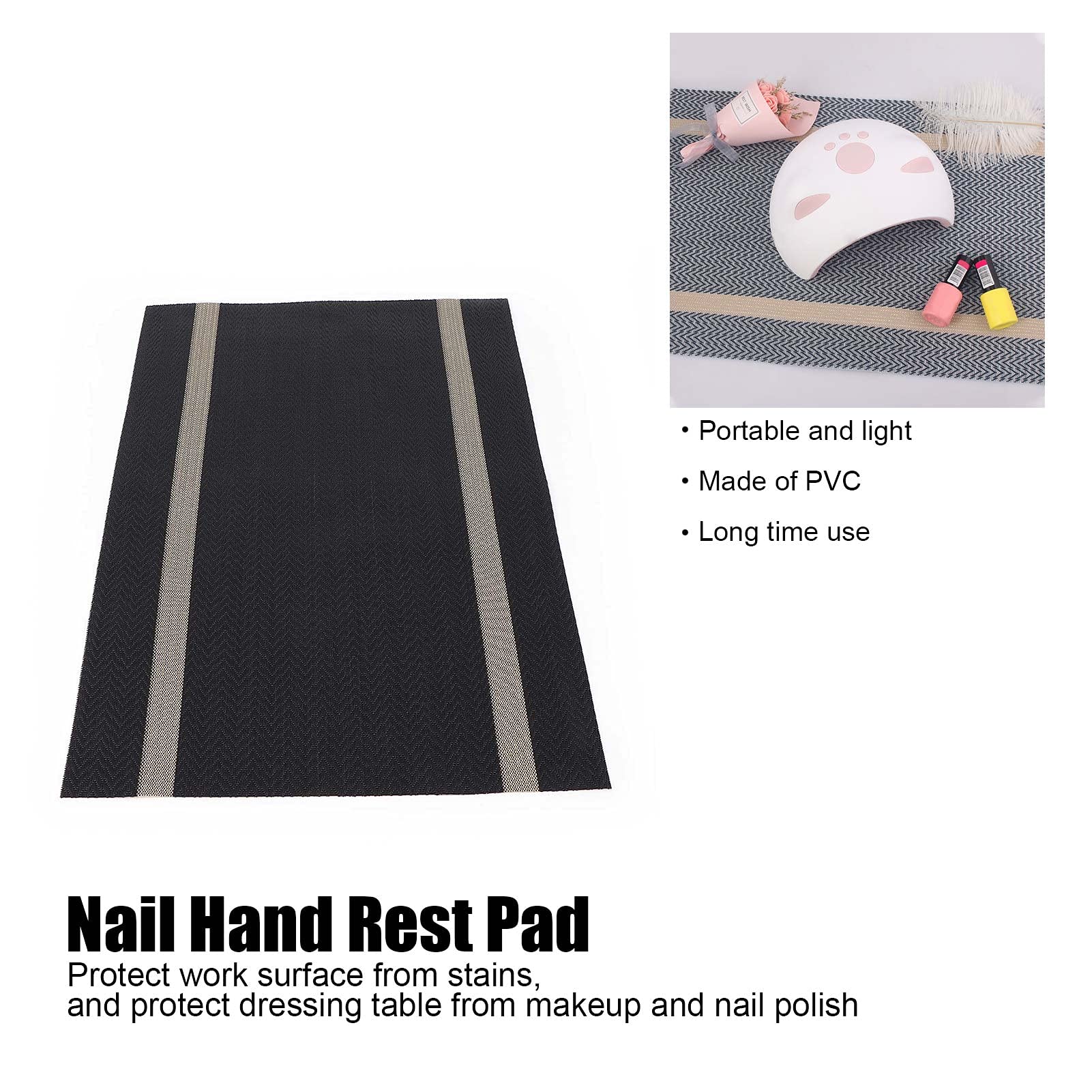 Professional Nail Hand Rest Pad - Durable & Stylish Nail Art Mat for Beauty Salons, Home Use & Beginners | Perfect for Nail Training, Manicures & Display | Simple Black Design | Ideal for Salon Professionals & DIY Nail Artists