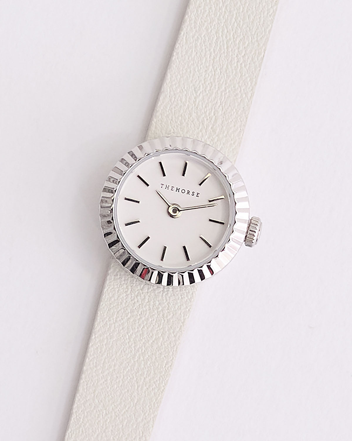 The Dot Watch - Minimalist Silver Stainless Steel Watch with White Dial & Genuine Milk Leather Strap - Perfect for Casual, Business & Everyday Wear