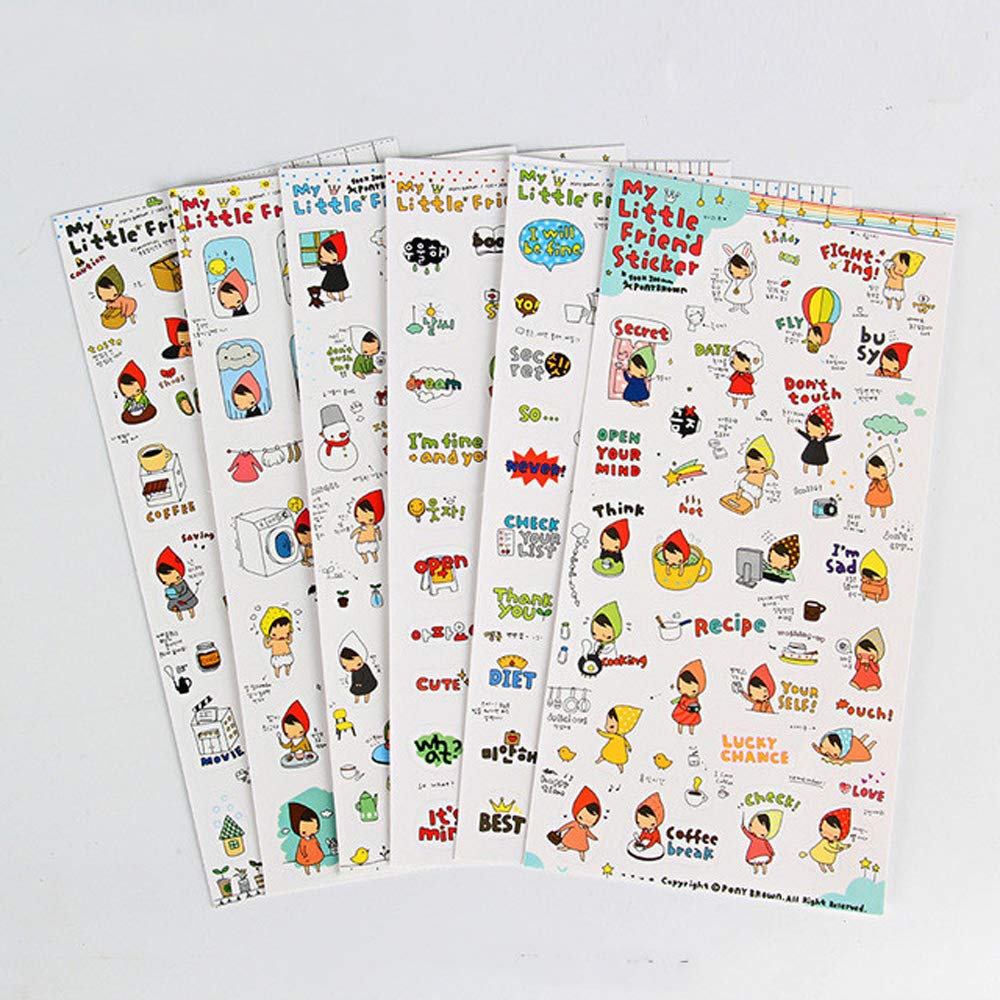 Kawaii DIY Stickers for Scrapbooking & Journaling - Cute Little Girl Cartoon Decorative Stickers for Diary, Planner, and Album Decor - Perfect for Bullet Journals, Gift Wrapping & Craft Projects
