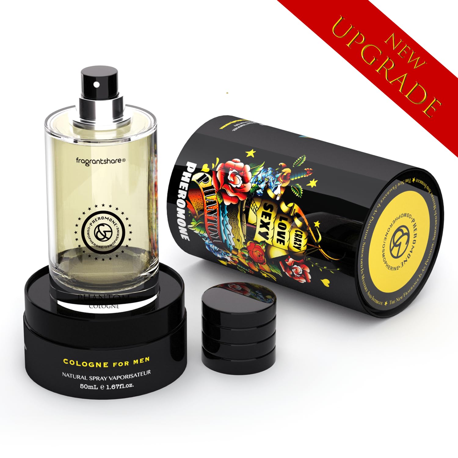 Phantom Cologne for Men & Women - Original Pheromone Perfume Oil, 1.67oz/50mL, Woody Aromatic Fougère Scent | Long-Lasting Fragrance for Date Night, Office & Special Occasions