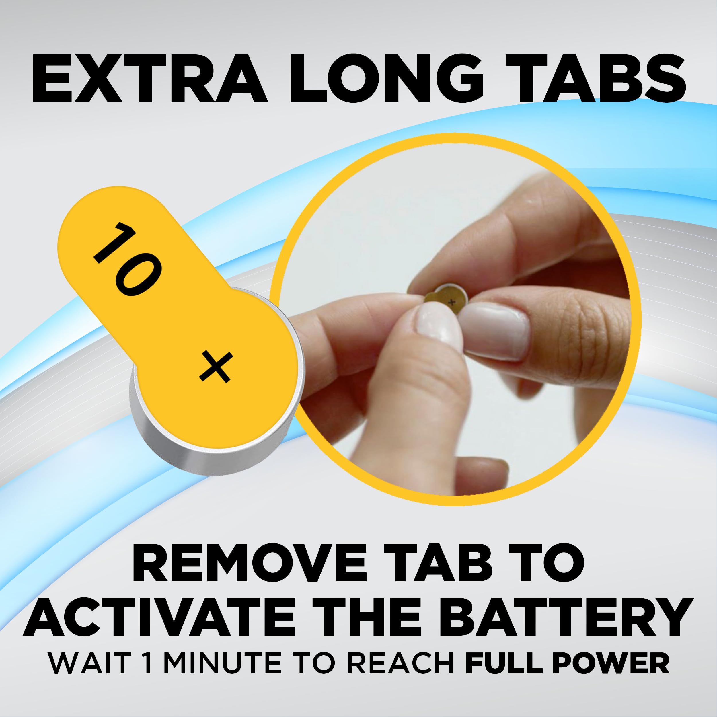 Powermax Size 10 Hearing Aid Batteries - 120 Count Pack | Long-Lasting Zinc-Air Power | Yellow Easy-Grip Tabs | Perfect for Travel, Daily Use & Seniors with Hearing Loss