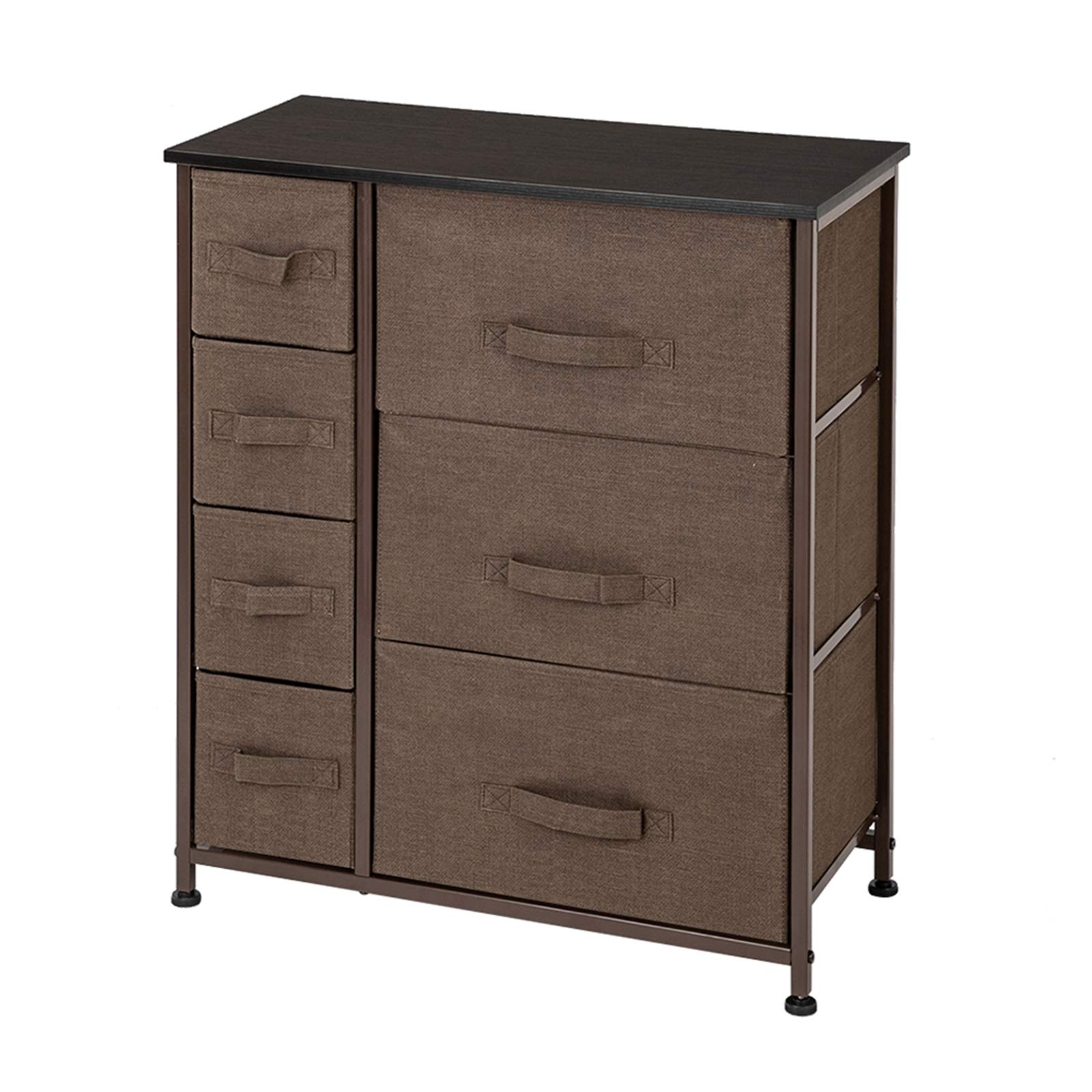 Rustic Wooden Dresser Tower with 2 Fabric Storage Drawers - Bedroom Storage Chest, Nightstand, Side Table for Hallway, Closet & Office Organization | Perfect for Small Space Storage & Home Decor