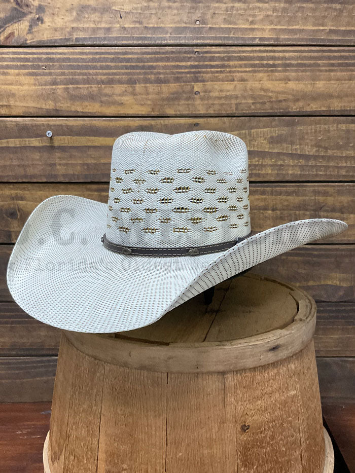 Justin JS4714BART BARRET Western Straw Cowboy Hat for Men - Ivory & Chocolate Color - Perfect for Country Music Festivals, Rodeos and Summer Outdoor Activities