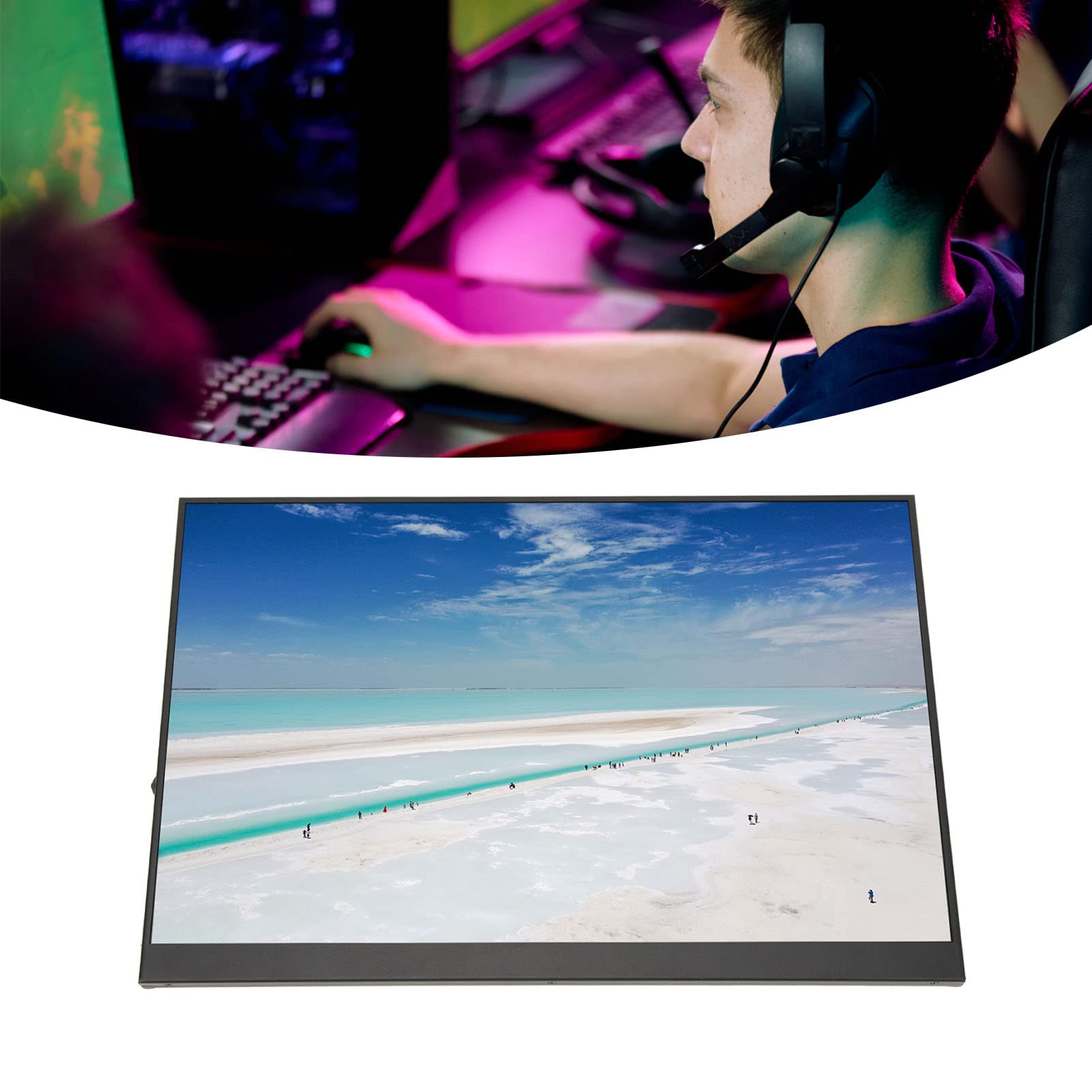 GOWENIC 16 Inch Portable Monitor - 2K HD IPS Screen with Dual Speakers & Multiple Ports | Lightweight Travel Monitor for Laptop, Smartphone & Gaming | Perfect for Work, Travel & Entertainment
