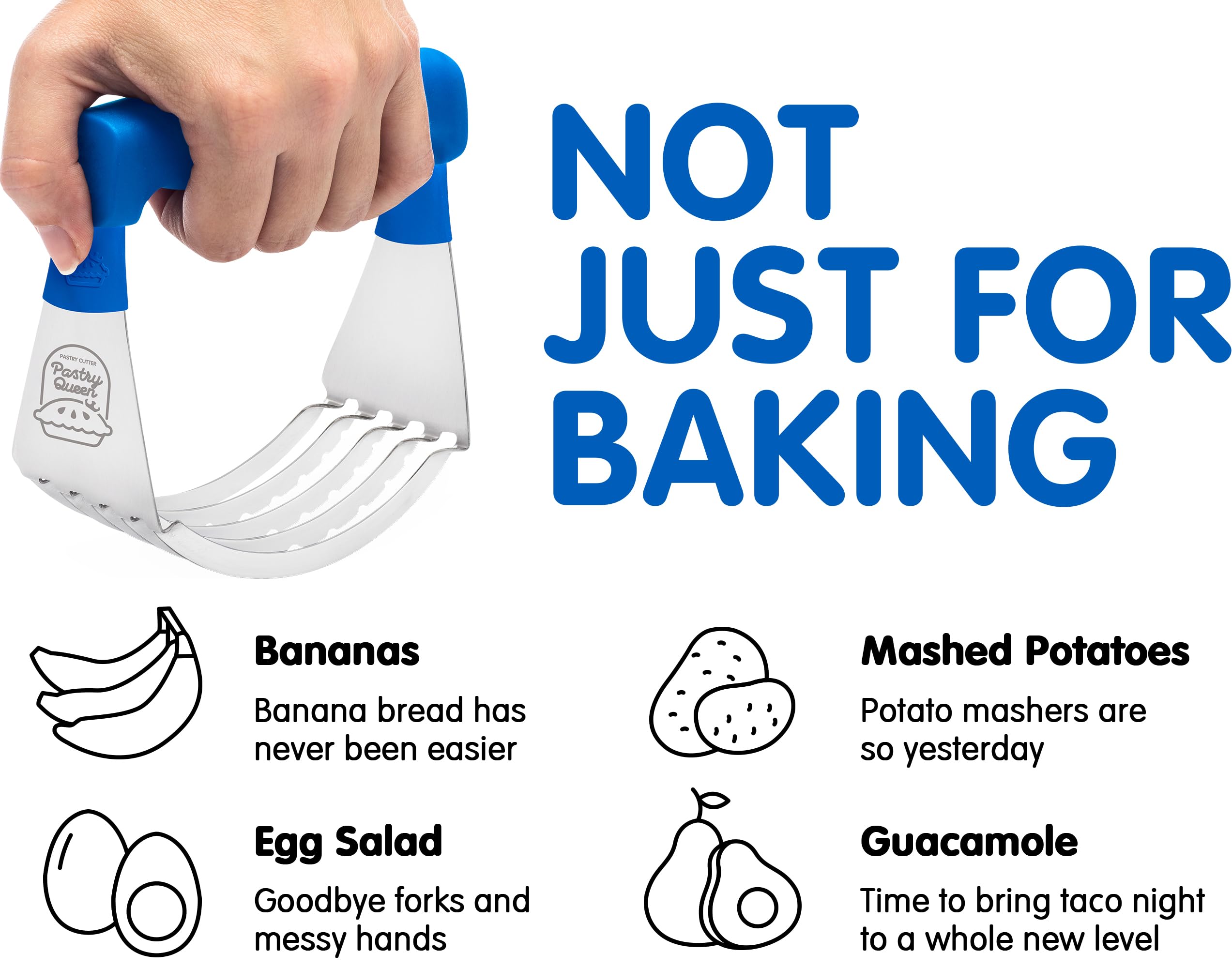 Heavy Duty Stainless Steel Pastry Cutter & Dough Blender - Comfortable Ergonomic Handle, Dishwasher Safe - Perfect for Flaky Pie Crusts, Biscuits & Pastry Dough - Ideal for Baking, Cooking & Holiday Dessert Preparation