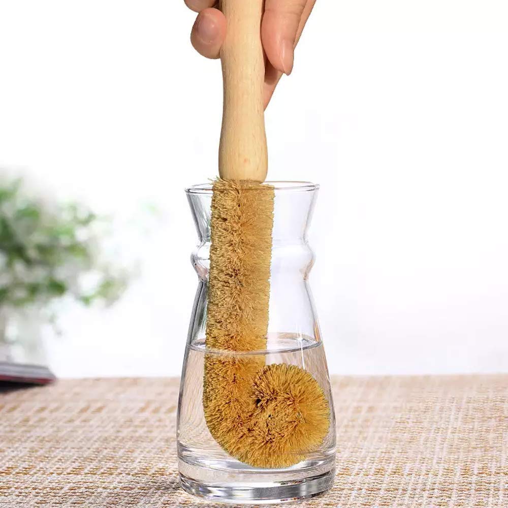 Eco-Friendly Bamboo Dish Scrubber 4-Pack - Kitchen Cleaning Brush for Pans, Pots & Vegetables