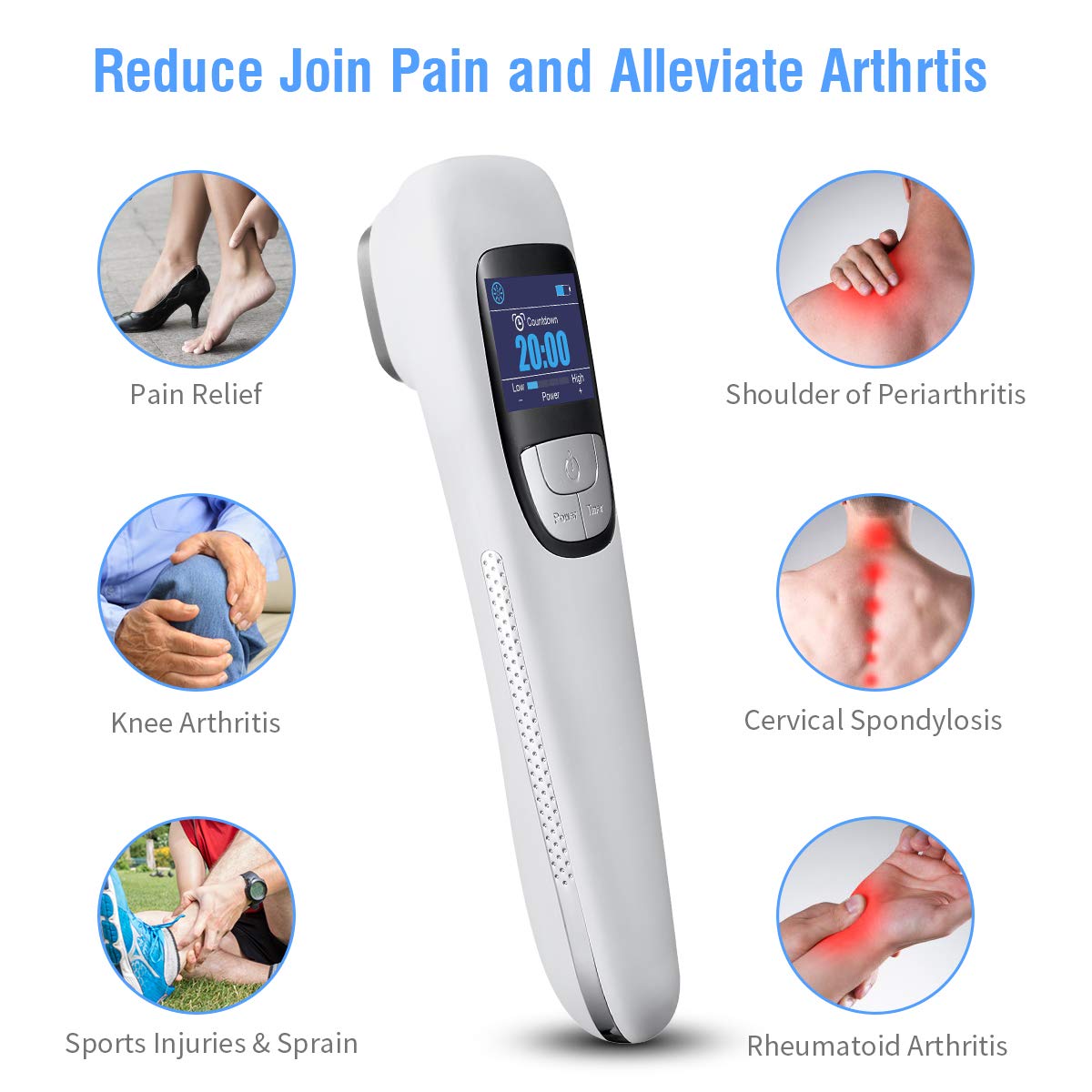 Red Light Therapy Device for Pain Relief - 13x650nm & 3x808nm LED, 4 Power & Timer Settings - Handheld Cold Laser Therapy for Shoulder, Back, Knee, Joint & Muscle Pain - Also Safe for Dogs, Pets & Horses - Perfect for Home Use, Sports Recovery & Chronic Pain Management