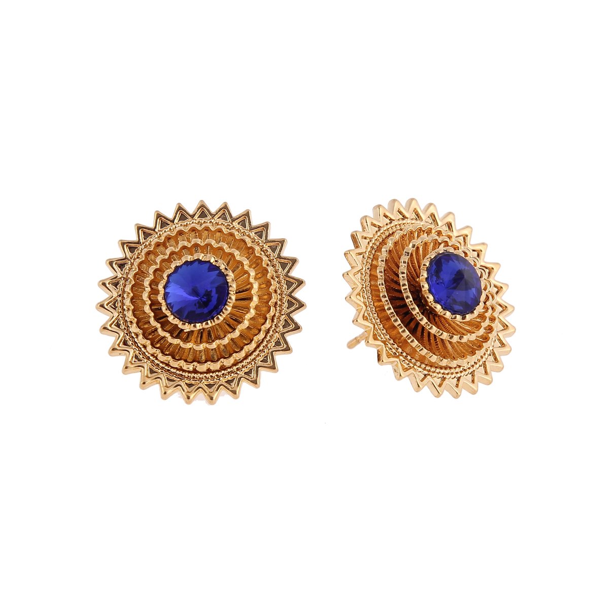 22k Gold Plated Ethiopian Jewelry Set - Cooper Plated Pendant, Chain, Earrings, Ring & Bangle - African Wedding Stone Jewelry for Brides, Cultural Events & Special Occasions