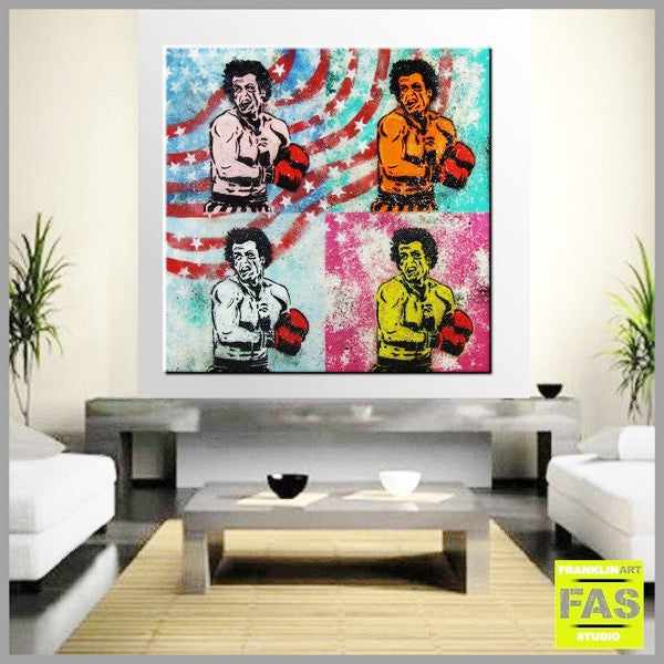 Urban Pop Rocky Balboa Canvas Art Print - Vintage Boxing Movie Poster for Home & Office Decor - Perfect Gift for Sports & Film Fans