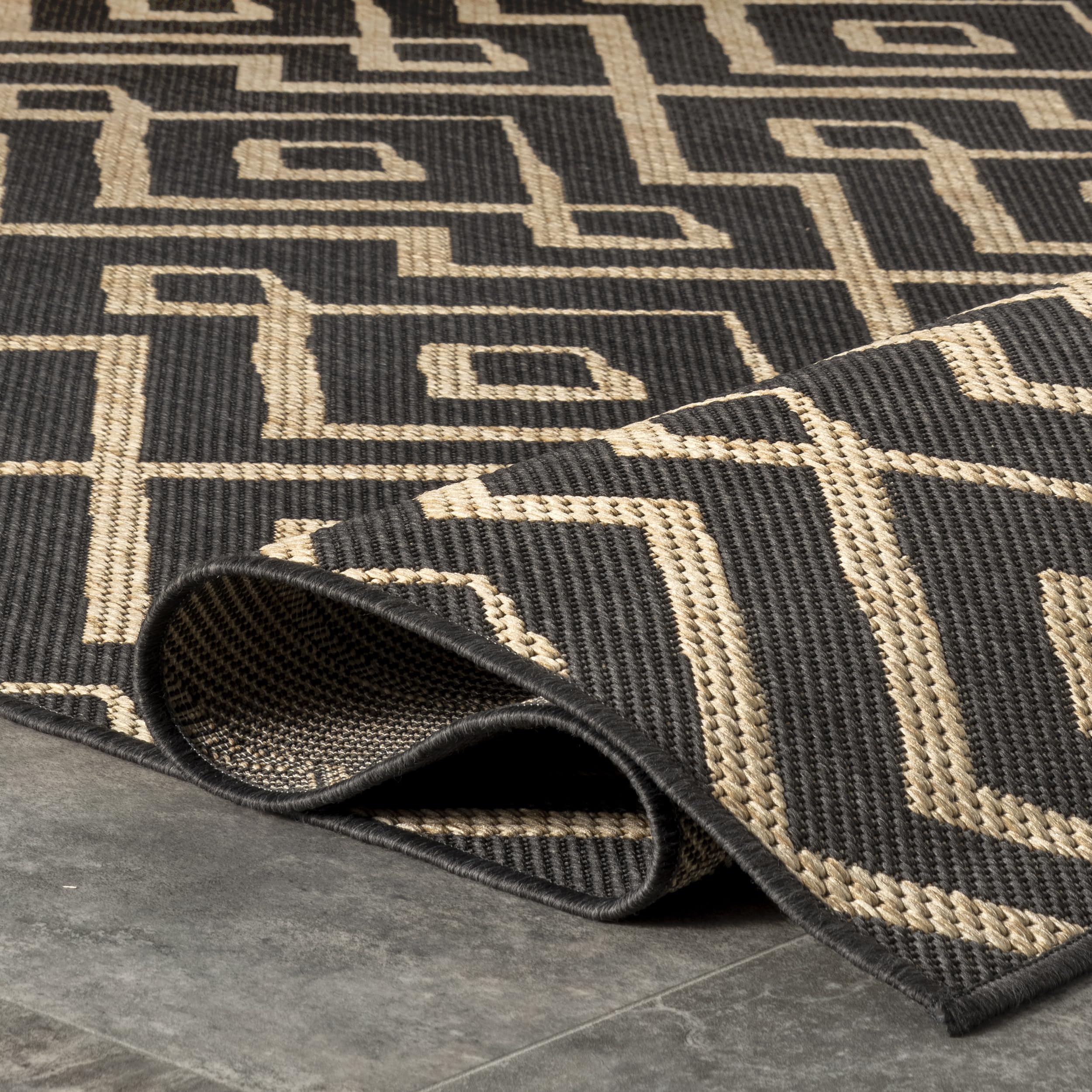 nuLOOM 4' x 6' Outdoor Performance Area Rug - Stain & Weather Resistant - High Traffic Durable - Perfect for Patio, Balcony & Deck - Sammi Charcoal - Ideal for Outdoor Entertaining & Relaxation