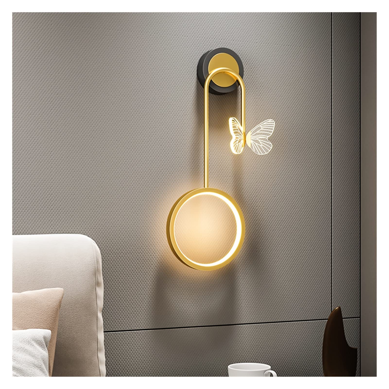 Modern Minimalist Black & Gold LED Wall Lamp - AC90V-260V Indoor Lighting for Living Room, Bedroom, Bedside & Hallway - Candle Style Decorative Wall Light for Home & Office Decor