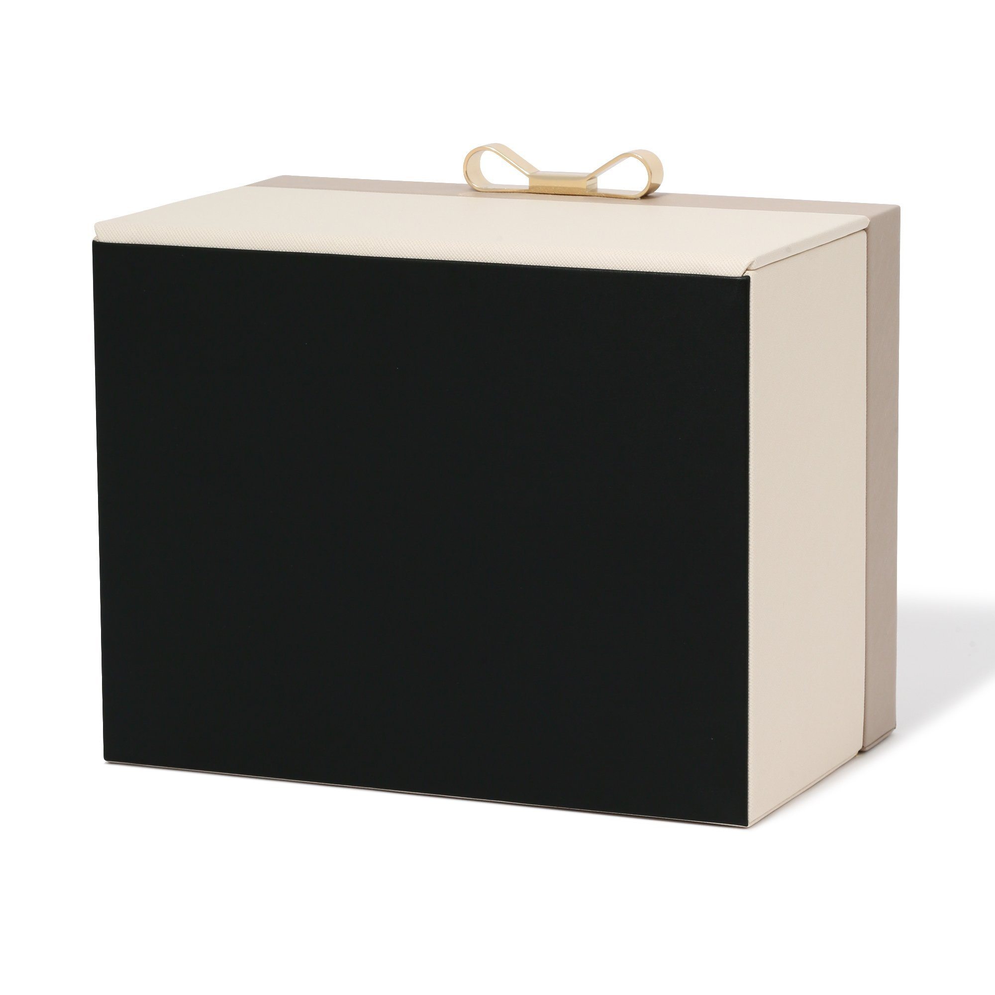 Elegant Bicolor Jewelry Box - Large Beige Velvet Lined Storage Organizer for Necklaces, Rings & Earrings | Perfect for Bedroom Vanity, Travel & Gift Giving