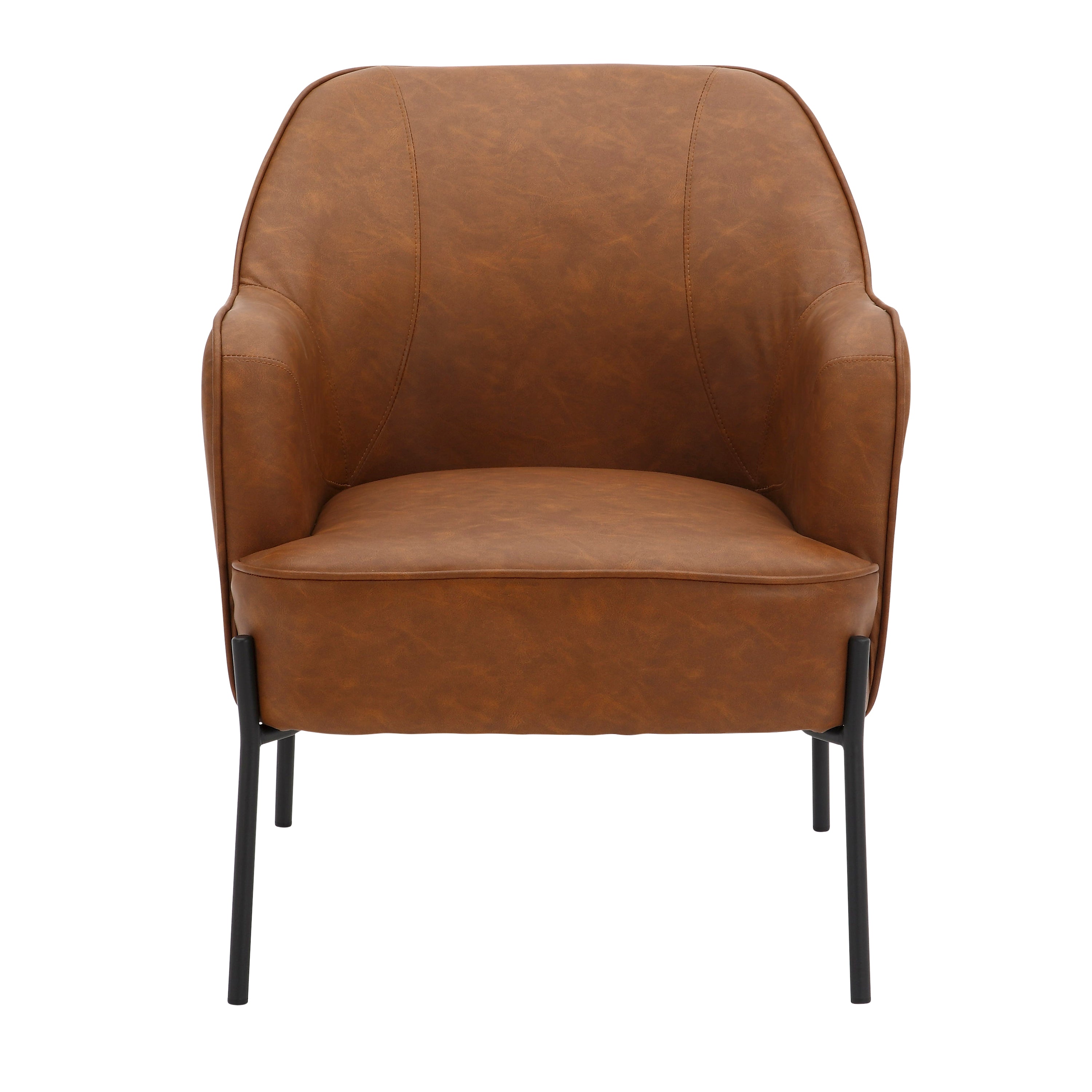 LumiSource Daniella Contemporary Accent Chair - Black Metal Frame with Camel Faux Leather Upholstery - Perfect for Living Room, Office or Bedroom Decor