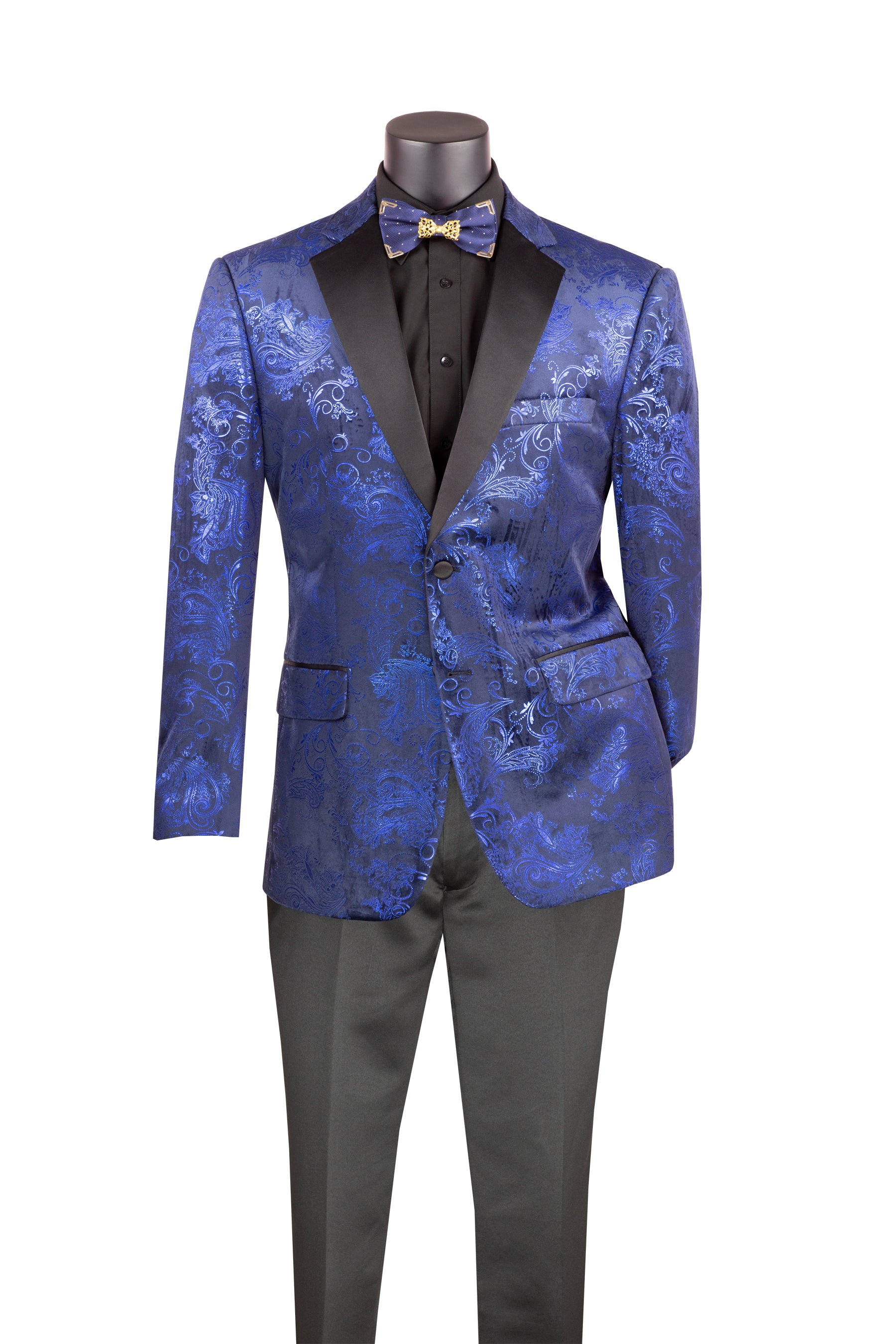 Velvet Black and Blue Modern Fit Paisley Pattern Shirt for Men - Stylish Casual Wear for Office, Party & Date Nights