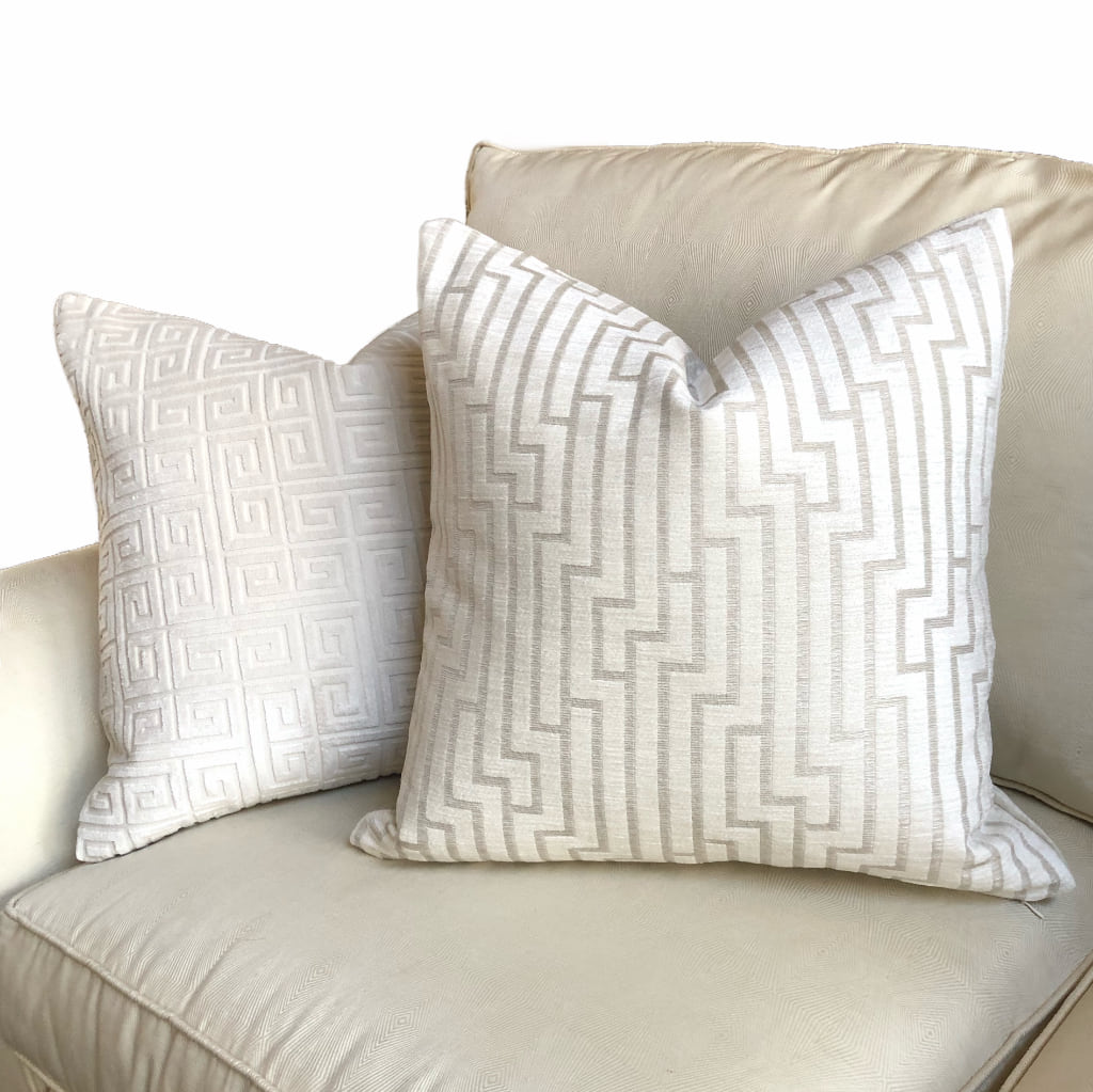 Robert Allen Ritzy Maze Glacier Chenille Pillow Cover - Soft Decorative Throw Pillow Case for Sofa, Bed & Couch - Luxury Home Decor Accent for Living Room, Bedroom & Dorm