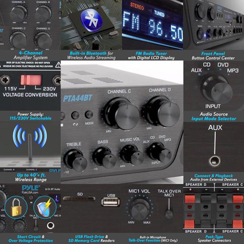 Wireless Bluetooth Home Audio Amplifier - High Power Stereo Receiver for Speakers | Perfect for Home Theater, Parties & Outdoor Events