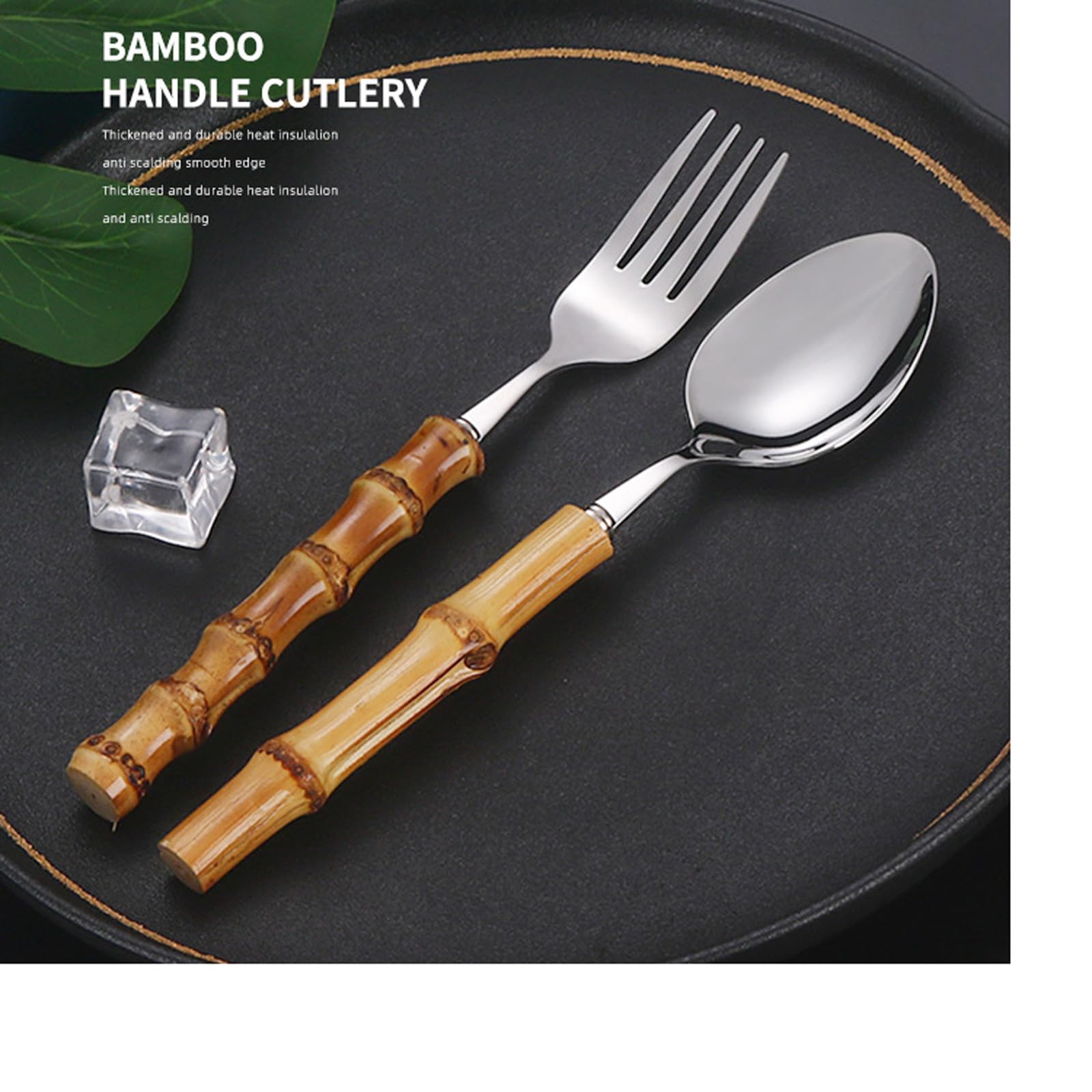 Premium 30-Piece Bamboo Handle Stainless Steel Cutlery Set for 6 - 18/8 Dishwasher Safe Flatware Set with Natural Wooden Utensils | Elegant Dining, Wedding Registry & Eco-Friendly Kitchen Essentials
