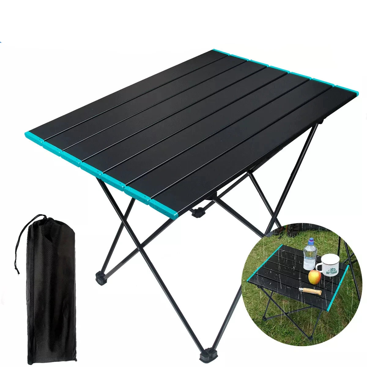Portable Lightweight Aluminum Folding Camping Table with Carry Bag - Perfect for Outdoor Picnics, Beach Trips, Backpacking & Tailgating Parties