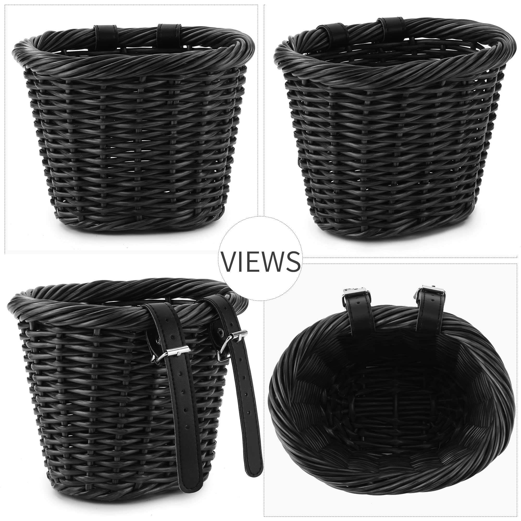 **Girls' Front Bike Basket - Small Woven Wicker Cruiser Bicycle Basket with Handlebar Streamers & Bell - Perfect for Kids Ages 3-13 - Ideal for Cycling, Picnics & Outdoor Adventures**